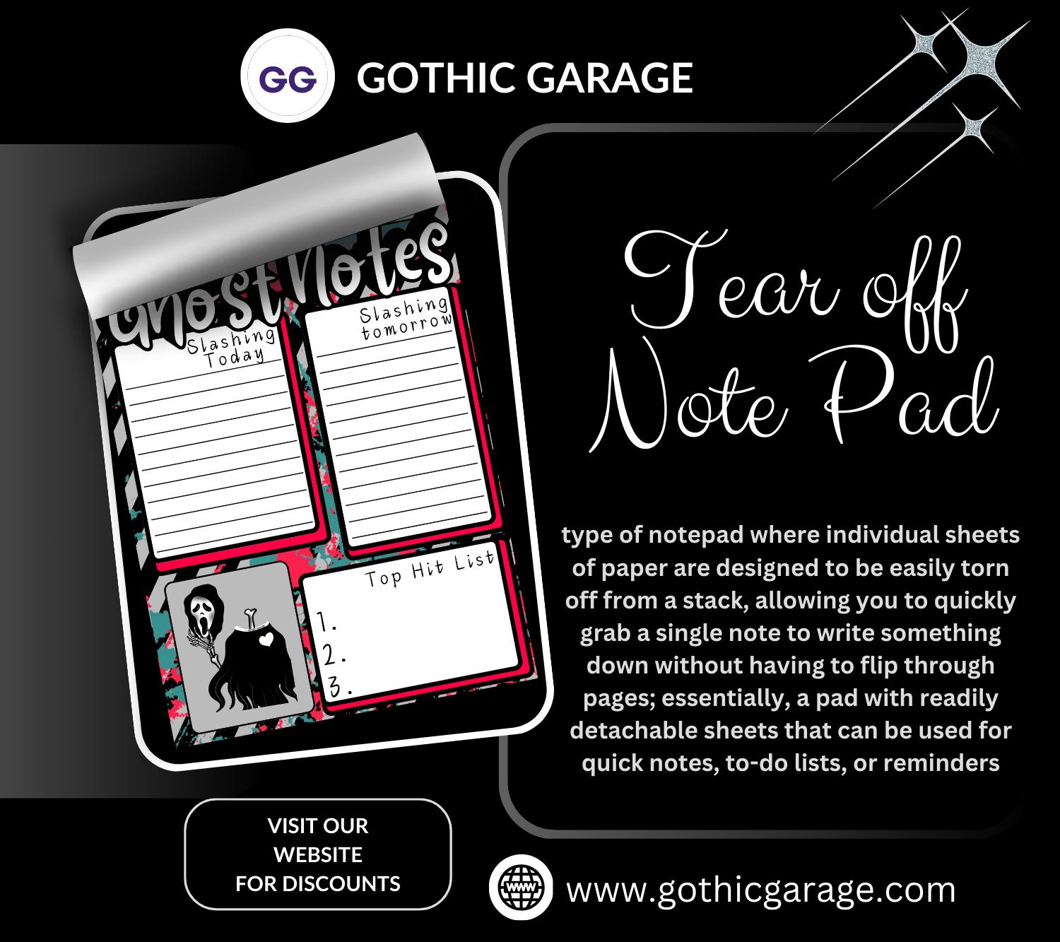 Ghost Notes Slasher Notepad – 50 Sheets of Spooky To-Do List Stationery for Horror Fans & Creepy Planners