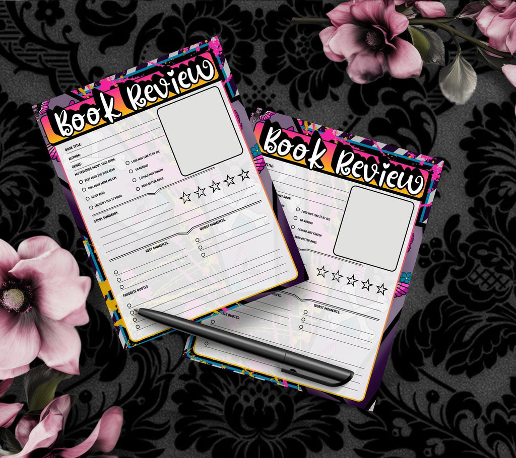 Spooky Pop Art Book Review Tear-Off Notepad – 50 Sheets of Aesthetic Reader Review Pages for Bookworms, Bloggers & Booktok
