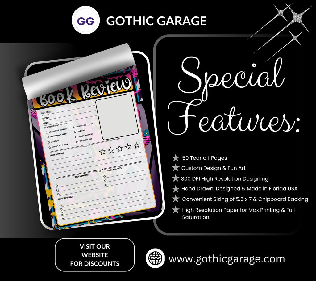 Spooky Pop Art Book Review Tear-Off Notepad – 50 Sheets of Aesthetic Reader Review Pages for Bookworms, Bloggers & Booktok