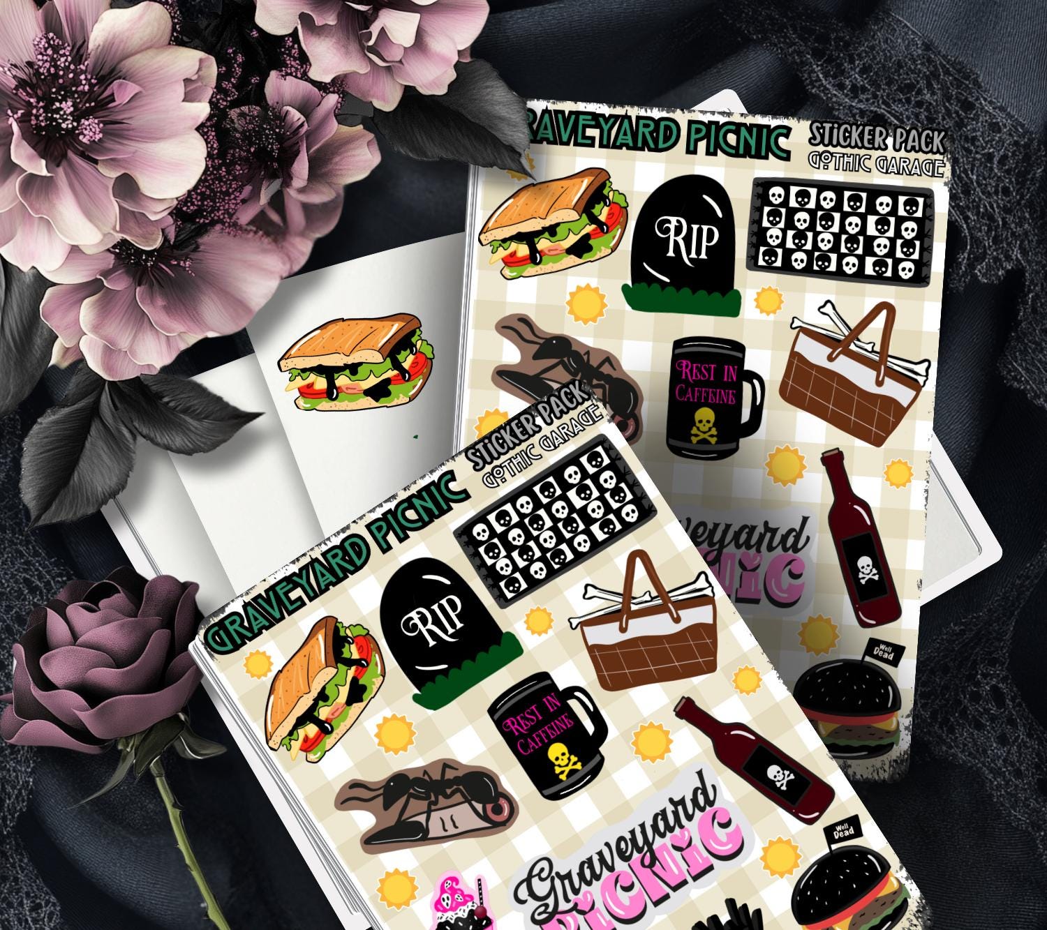 Graveyard Picnic Sticker Sheet – Creepy Cuisine for the Dead & Delicious