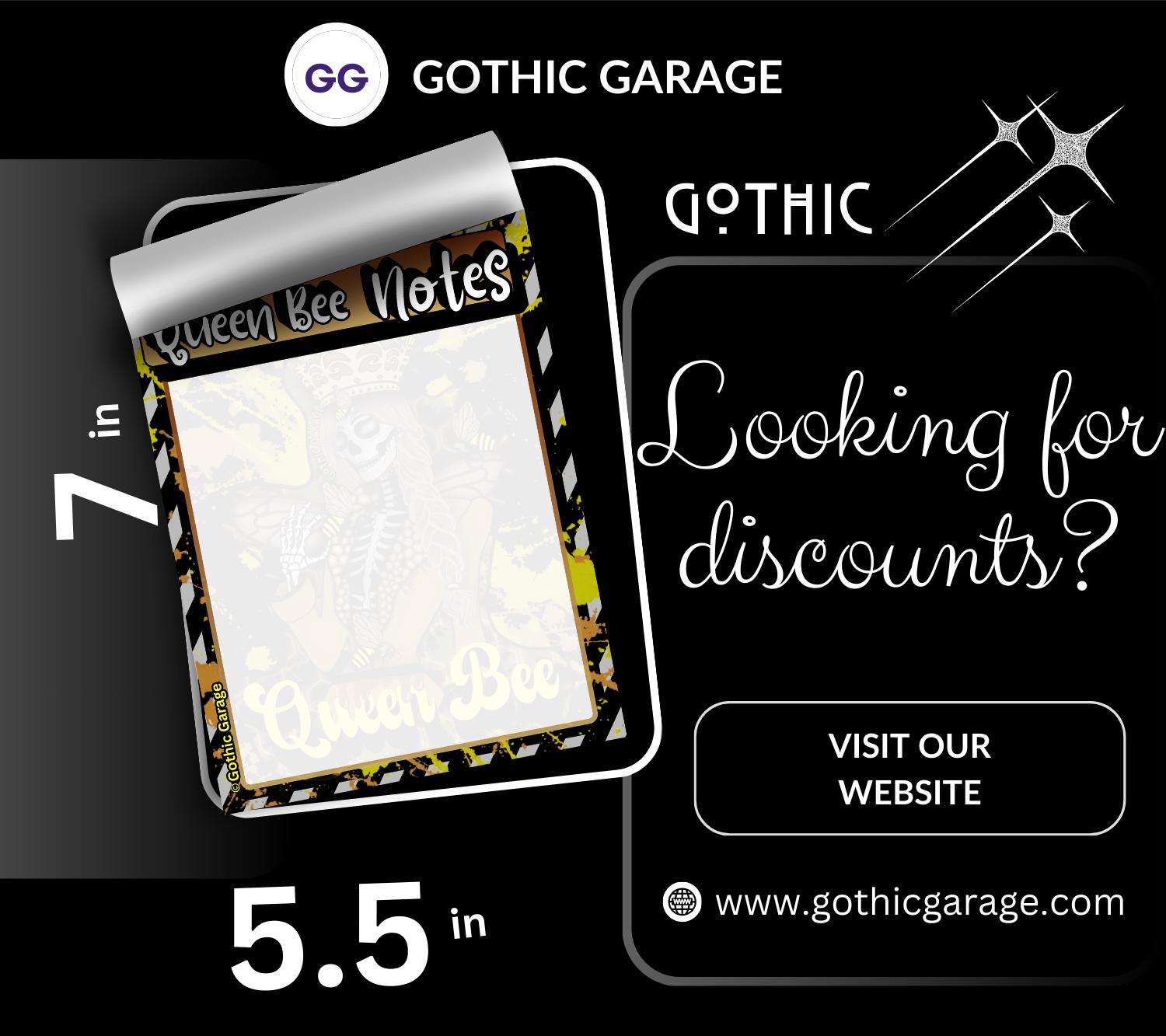 Queen Bee Skeleton Notepad – 50 Sheet Gothic Bee Tear-Off Pad for Dark Planners & Killer Task Lists