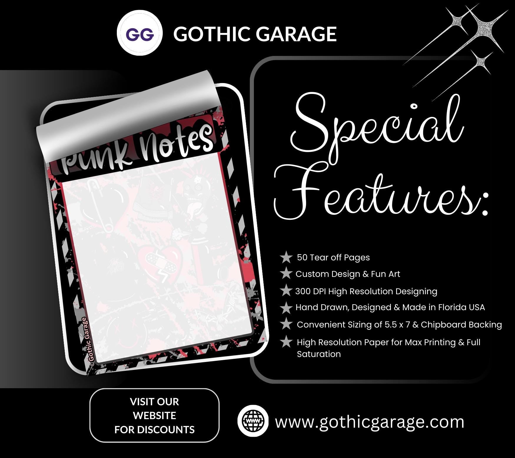 Blank Punk Notes Tear-Off Notepad – 50 Sheets of Grunge Alt Girl Stationery for Rebels, Rockers & Creative Chaos