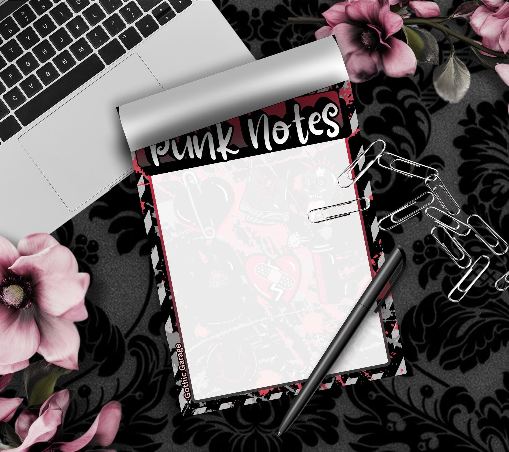 Blank Punk Notes Tear-Off Notepad – 50 Sheets of Grunge Alt Girl Stationery for Rebels, Rockers & Creative Chaos