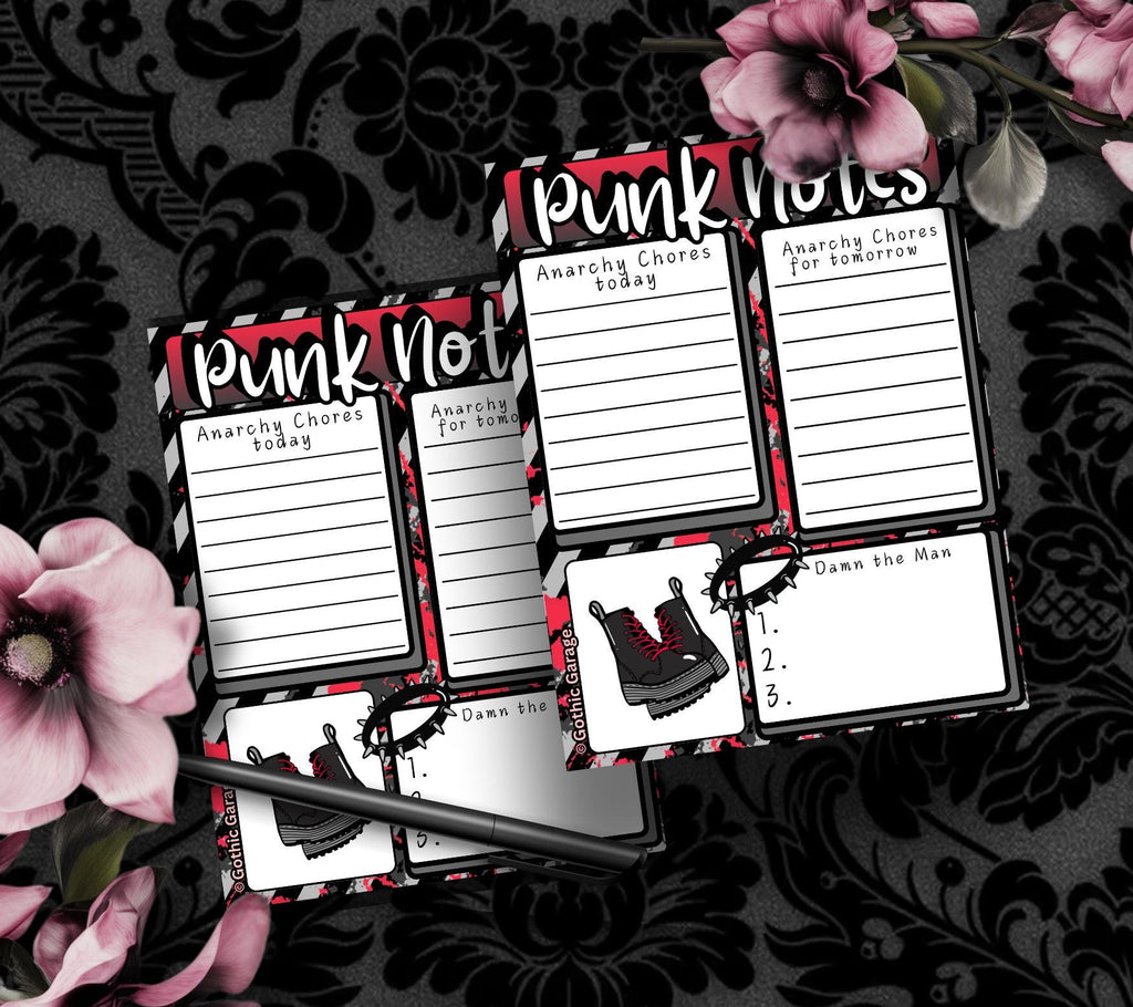 Punk Notes Tear-Off Notepad – 50 Sheets of Anarchy-Themed Stationery for Alt Girls, Rebels & Riot Planners