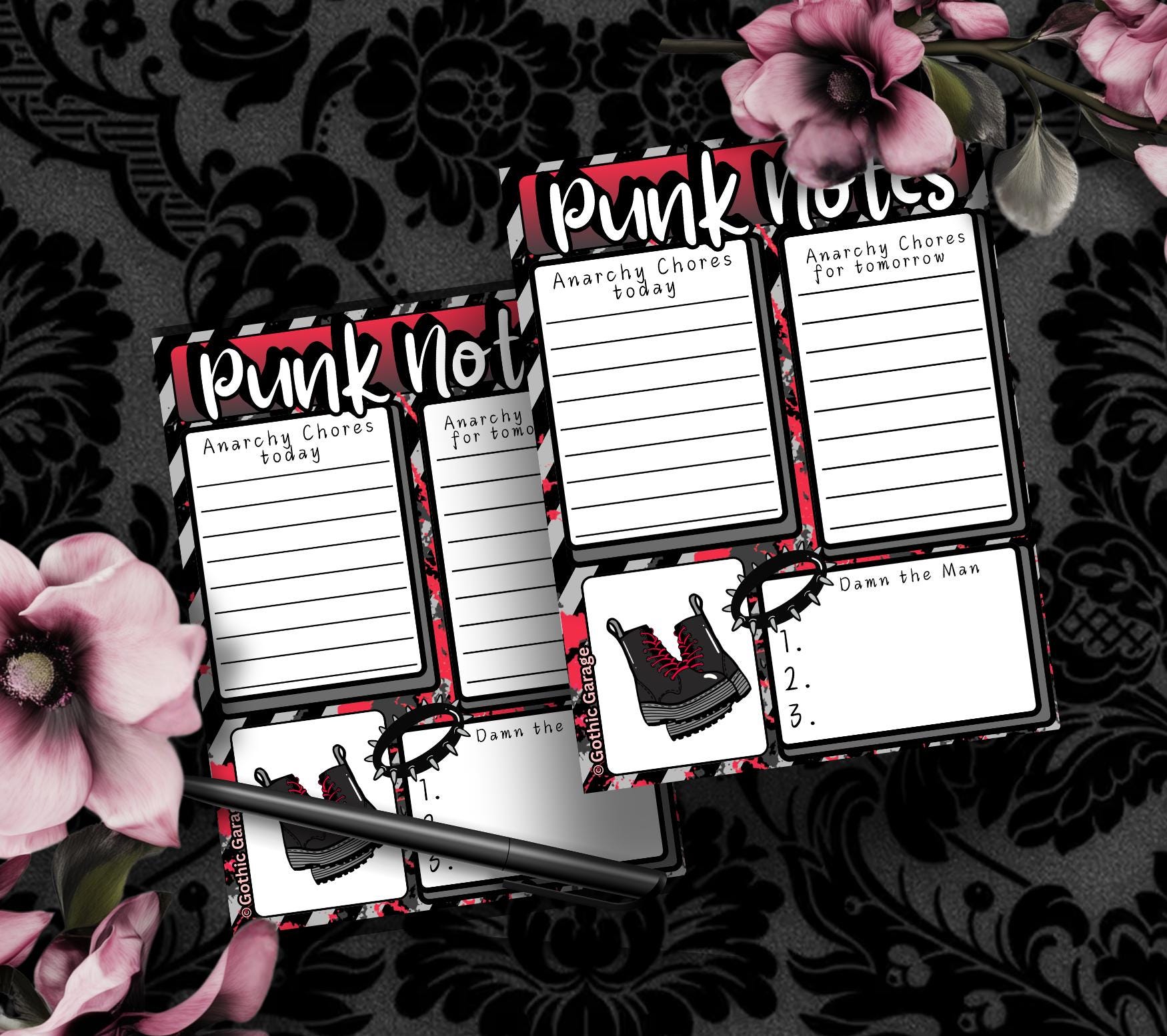 Punk Notes Tear-Off Notepad – 50 Sheets of Anarchy-Themed Stationery for Alt Girls, Rebels & Riot Planners