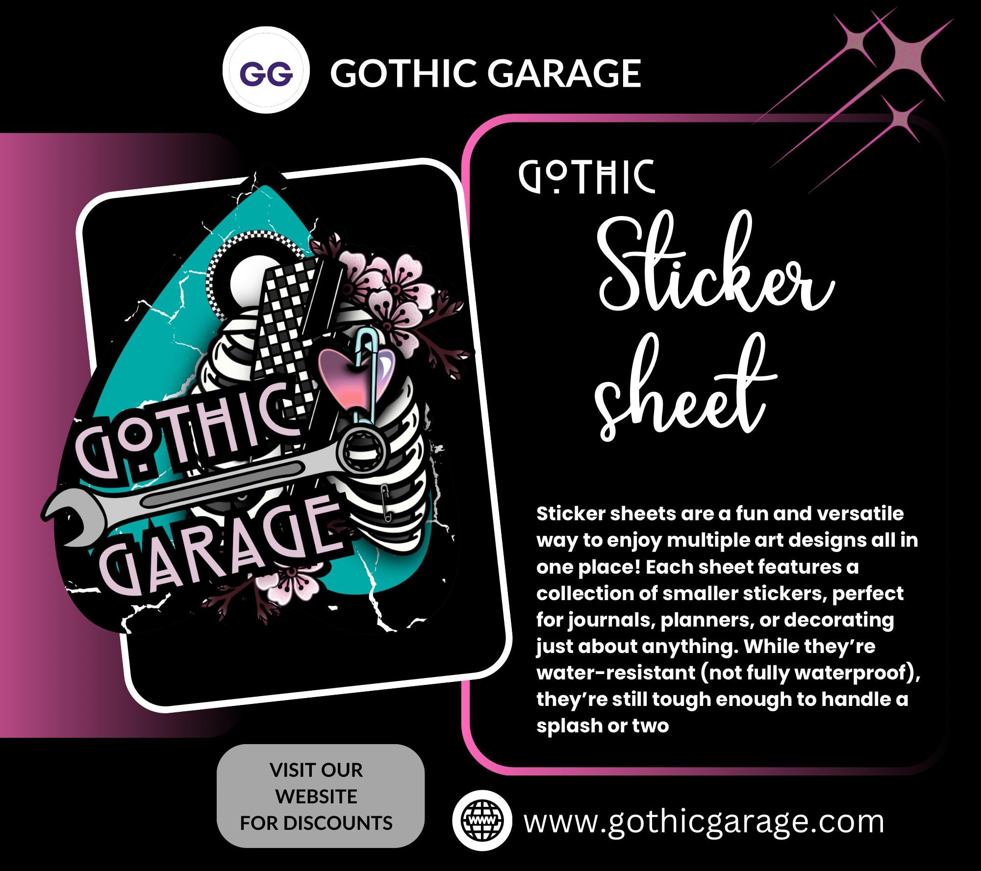 Beach Goth Ghoul Sticker Sheet – Where Spooky Meets Sunny - Perfect for Scrapbooking and Collecting