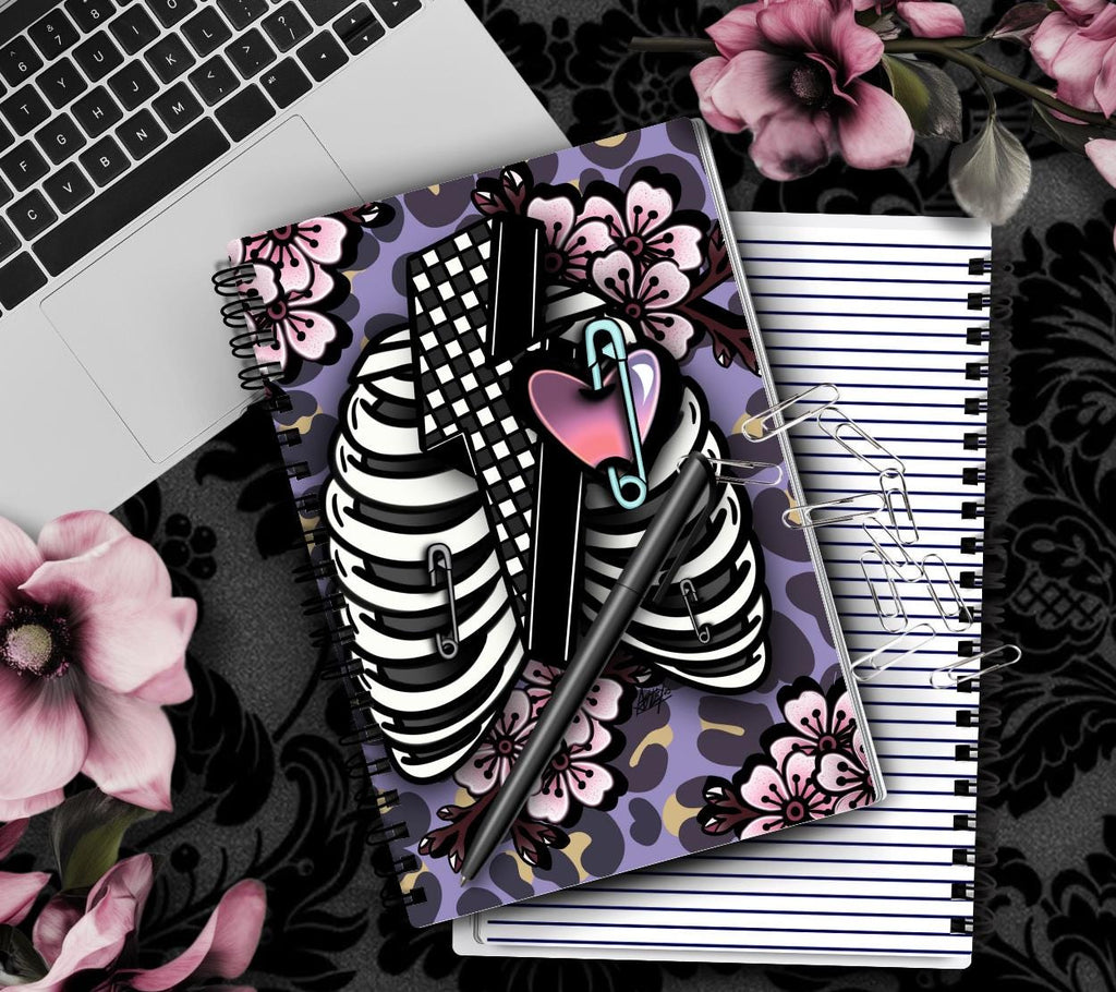 Gothic & Punk Ribcage Notebook Hand Drawn Detail  – 160 Lined Pages for Daily Tasks, Notes, and Personal Writing