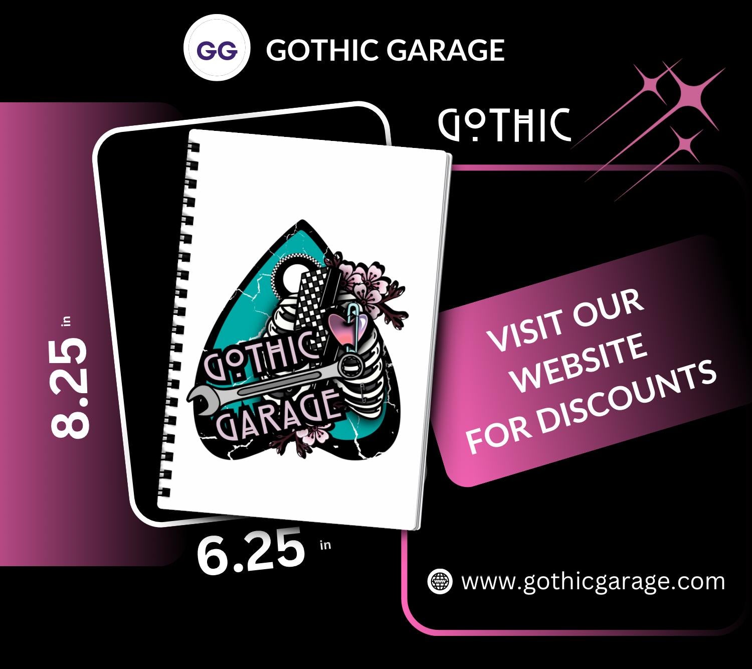 Gothic Skeleton & Botanical Notebook Hand Drawn Detail  – 160 Lined Pages for Daily Tasks, Notes, and Personal Writing