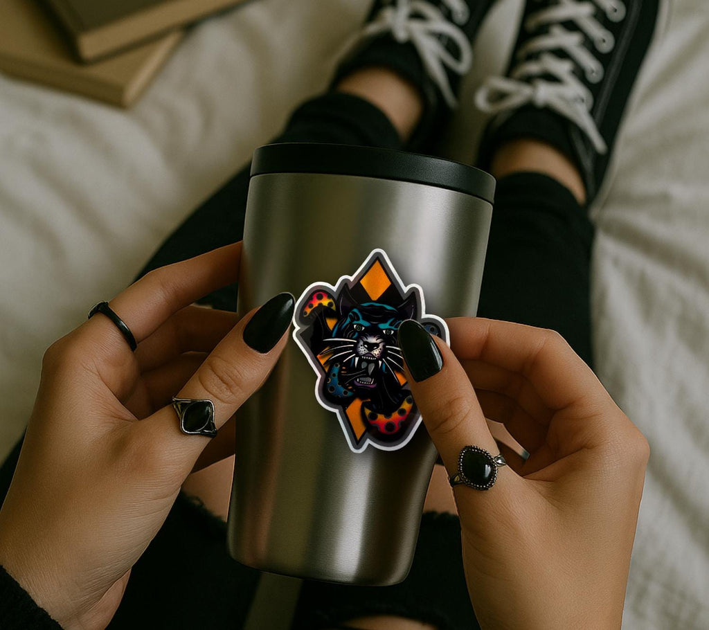 Dangerous Goth Mushroom Tiger, Waterproof Die Cut Sticker, Choose Between Glossy or Holographic, Perfect to Add Fun to any Surface