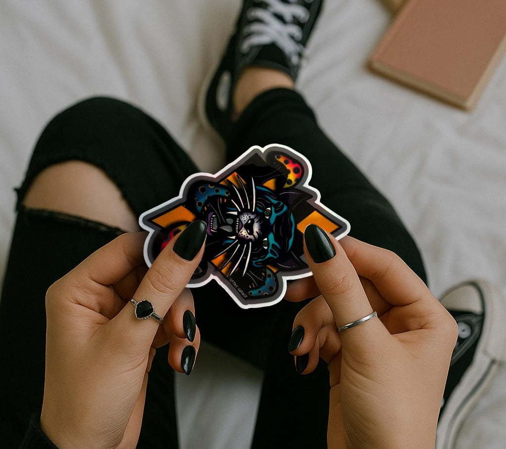 Dangerous Goth Mushroom Tiger, Waterproof Die Cut Sticker, Choose Between Glossy or Holographic, Perfect to Add Fun to any Surface
