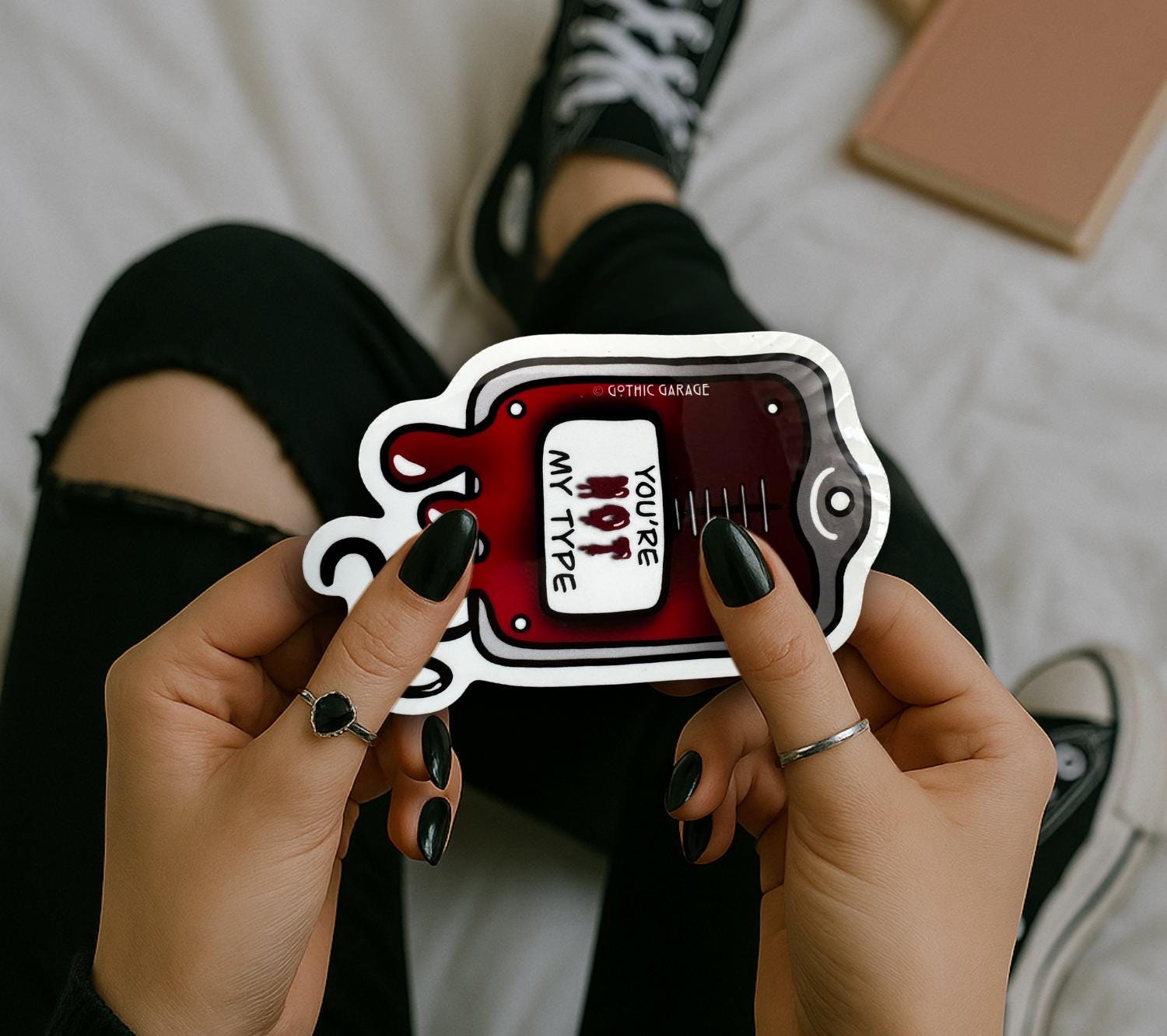 Vampire Blood Bag, Waterproof Die Cut Sarcastic Sticker, Choose Between Glossy or Holographic, Perfect to Add Horror to any Surface