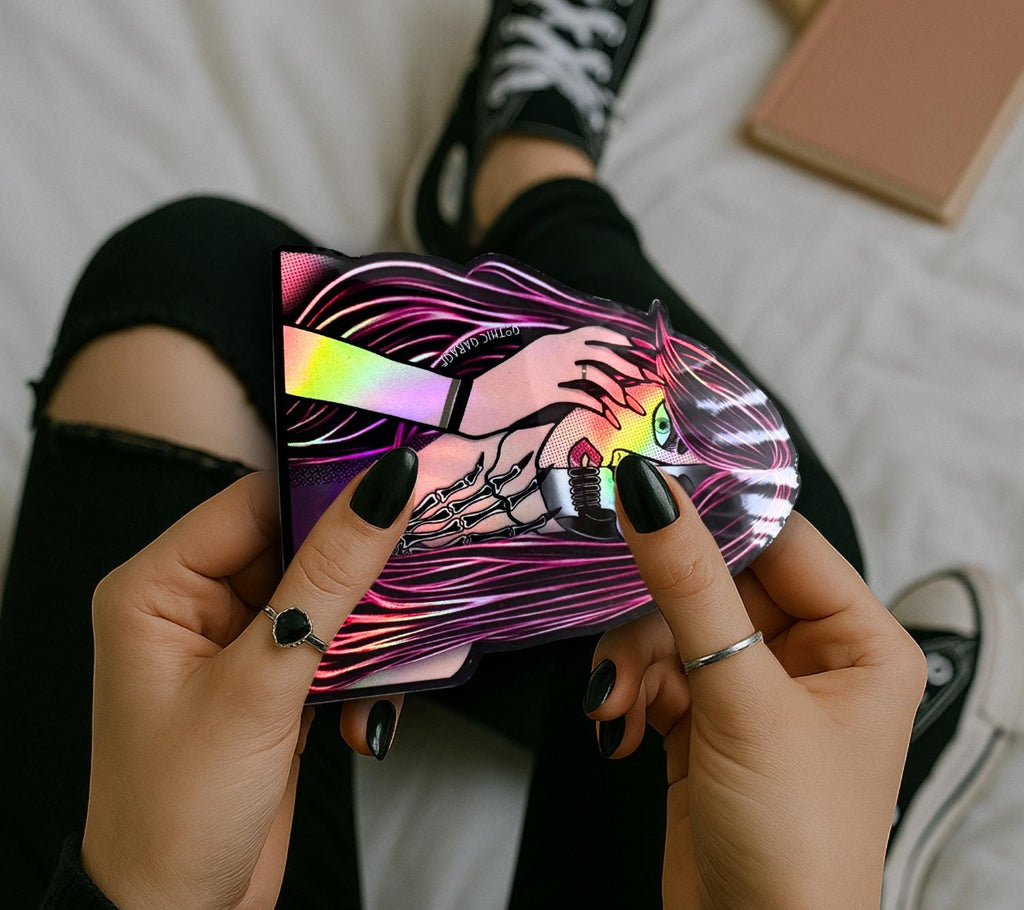 2 Faced Femme Fatale, Waterproof Die Cut Sticker, Choose Between Glossy or Holographic, Perfect to Add Fun to any Surface