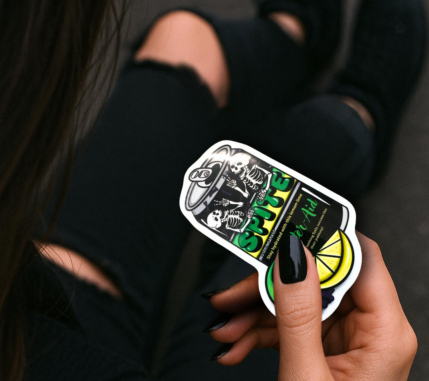 Spite Hater-Aid - Die Cut Waterproof Sticker—Stay Hydrated on Pure Pettiness, Choose Glossy or Holographic For the Perfect Gothic Vibe