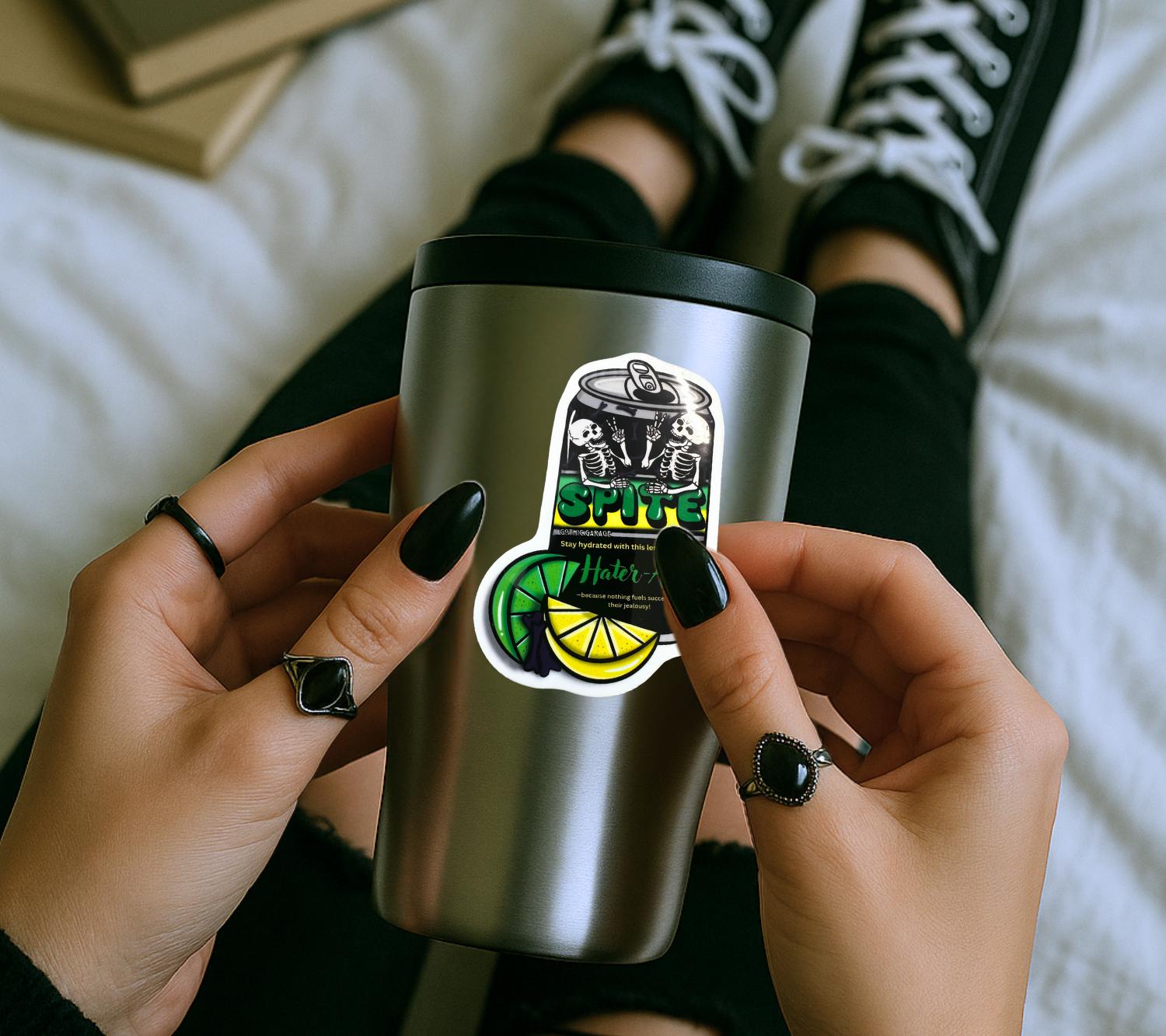 Spite Hater-Aid - Die Cut Waterproof Sticker—Stay Hydrated on Pure Pettiness, Choose Glossy or Holographic For the Perfect Gothic Vibe