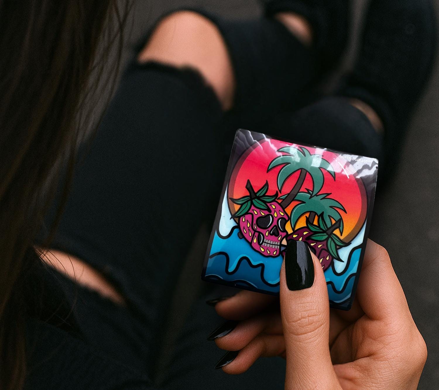 Florida Strawberry Skulls, Waterproof Die Cut Sticker, Choose Between Glossy or Holographic, Perfect to Add Fun to any Surface