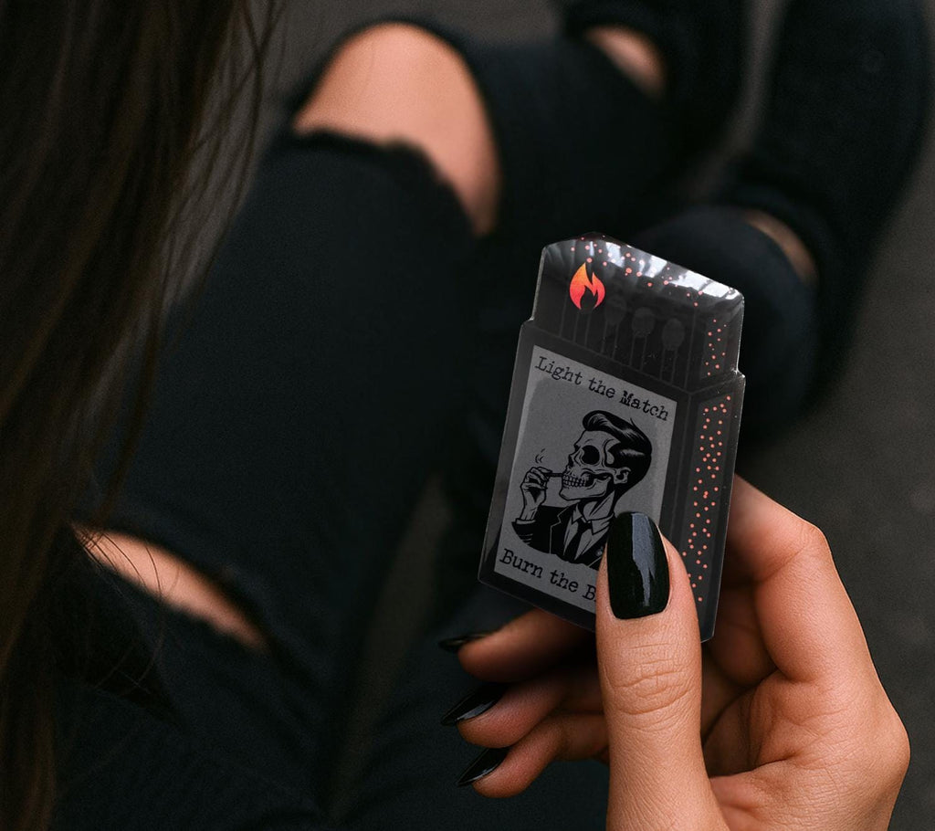 Burning Bridge Skeleton, Waterproof Die Cut Sticker, Choose Between Glossy or Holographic, Perfect to Add Fun to any Surface