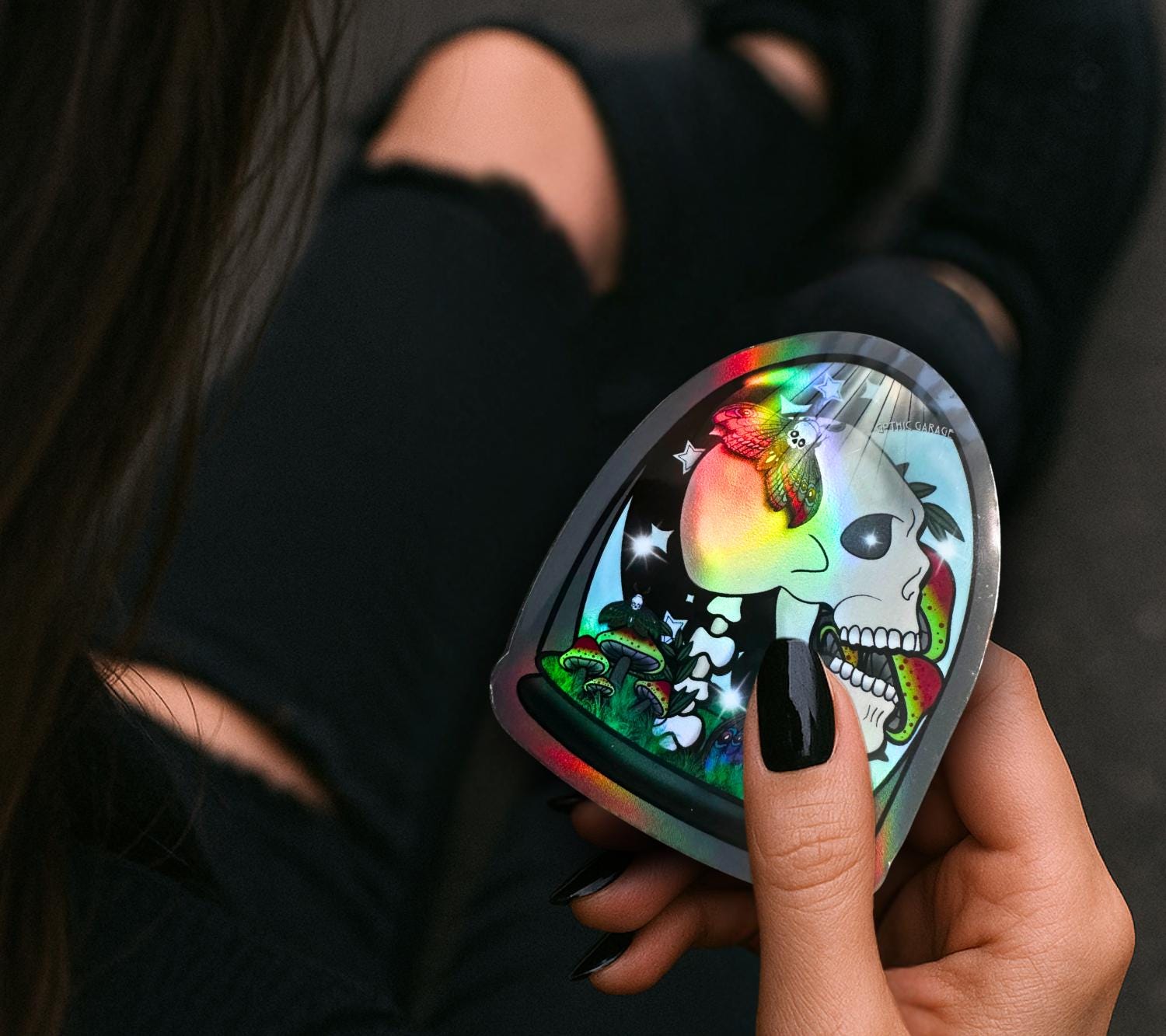 Gothic Skull Terrarium Waterproof Die Cut Sticker, – Oddities & Curiosity Vibes, Perfect Art For Dead Collectors, Glossy or Holographic