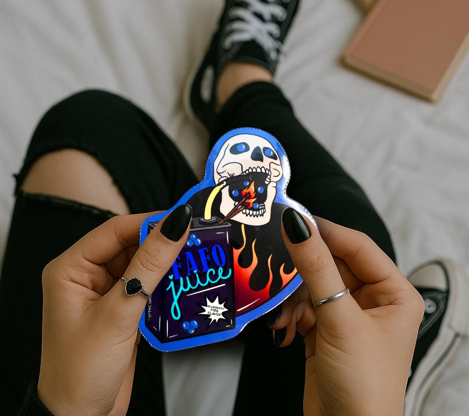 FAFO Juice Die Cut Waterproof Sticker—  Gothic Sarcasm, Choose Gloosy or Holographic to Fit Your Perfect Dark Humor