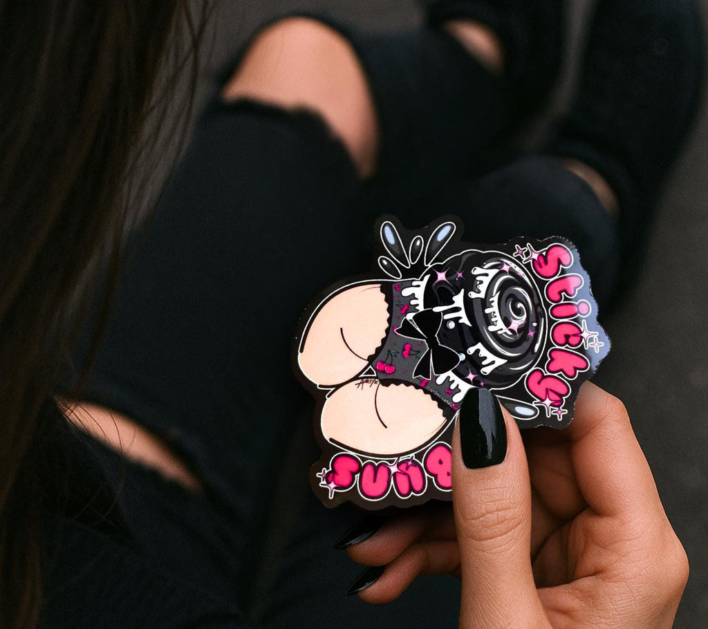 Naughty Goth Sticky Buns, Waterproof Die Cut Sticker, Choose Between Glossy or Holographic, Perfect to Add Fun to any Surface