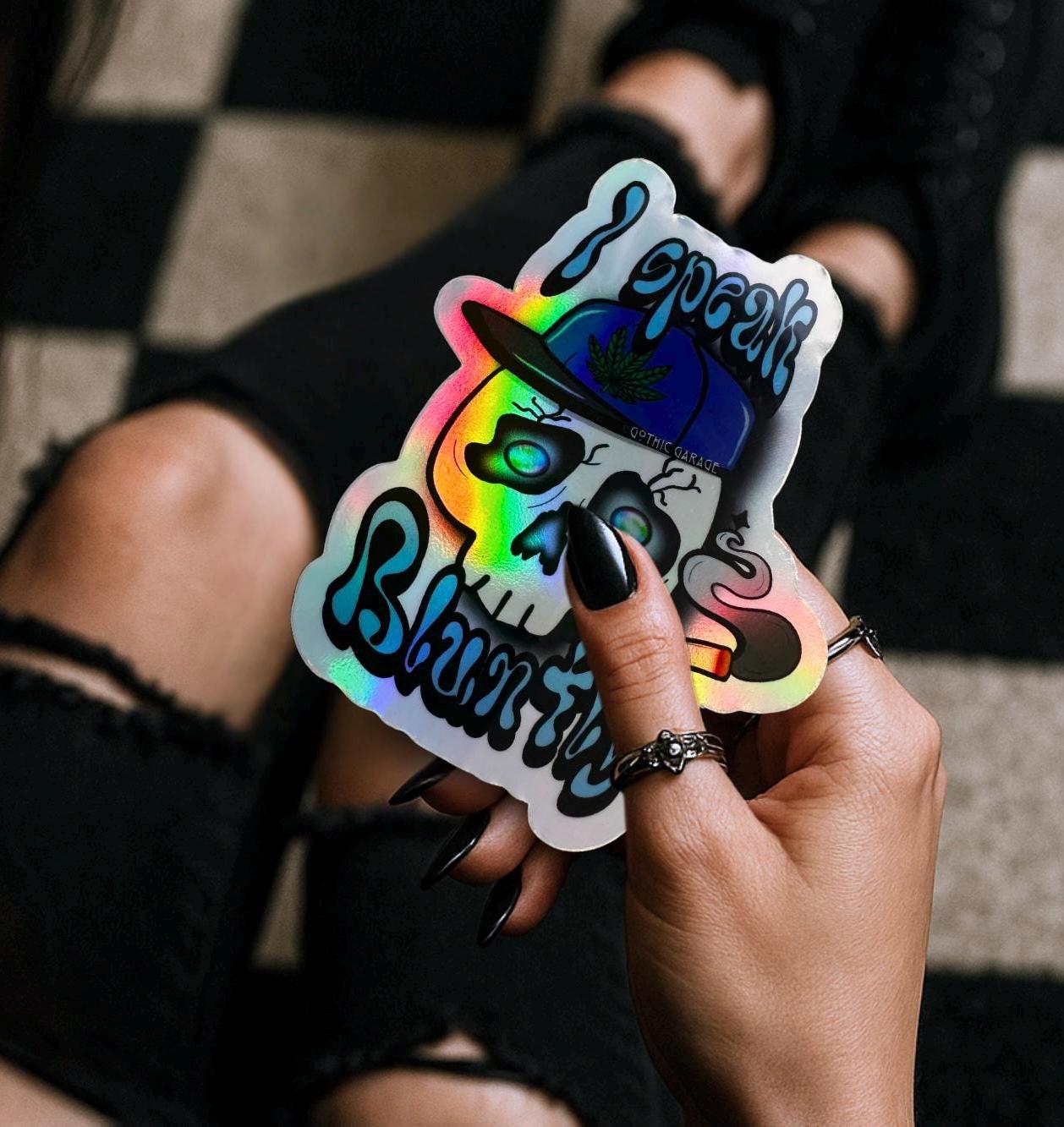 Blunt Marijuana Gothic Skull Waterproof Sticker – Where Fun Meets Plant-Powered Vibes! - Perfect for Scrapbooking and Collecting