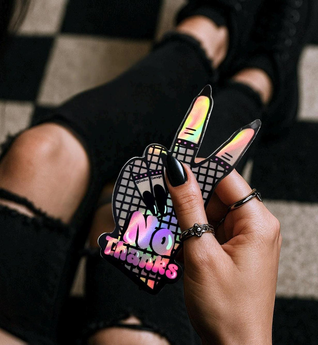 Gothic/Punk Hand Die Cut Waterproof Sticker — Cute, Sassy, and No Thanks totally over it.