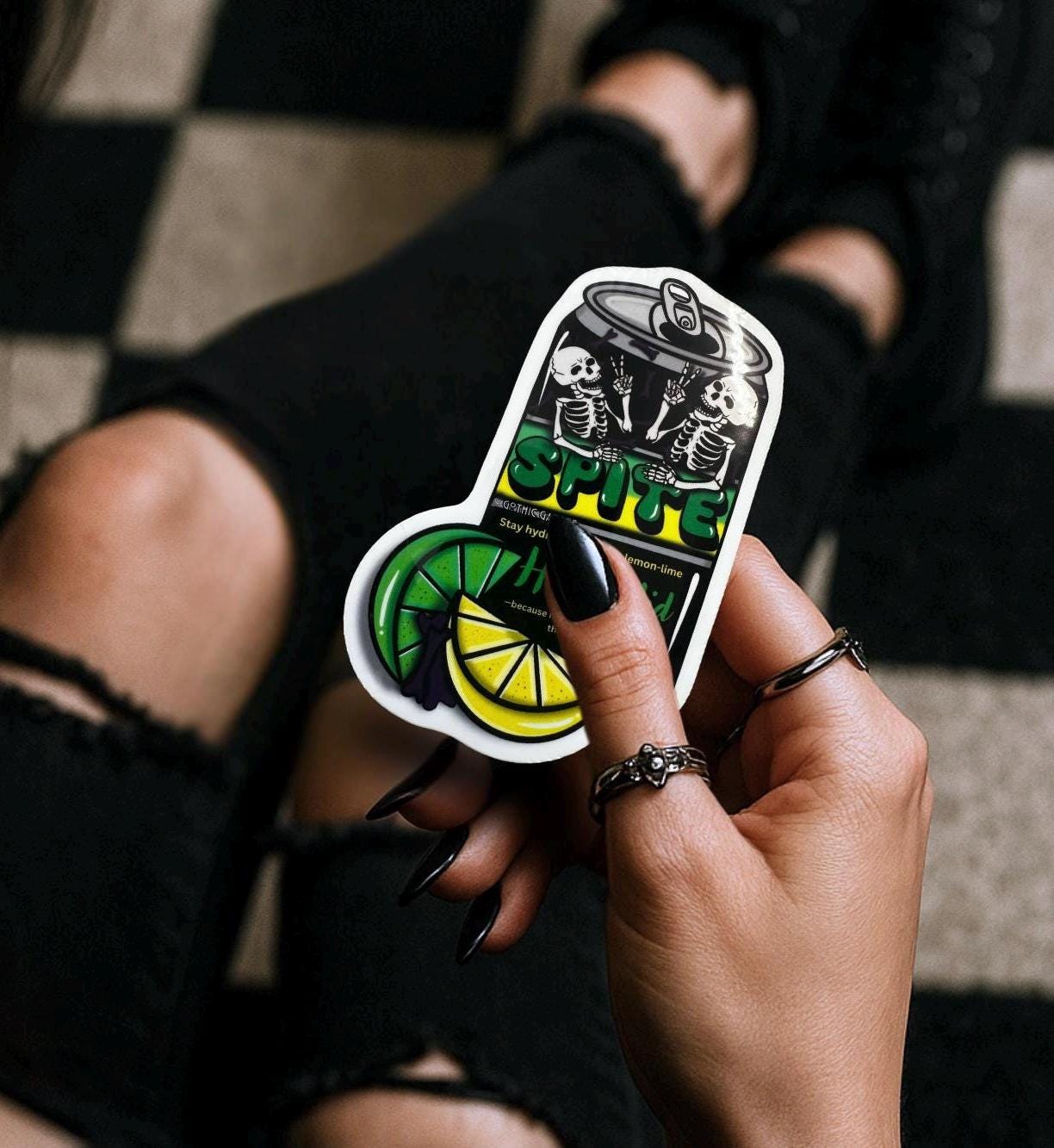 Spite Hater-Aid - Die Cut Waterproof Sticker—Stay Hydrated on Pure Pettiness, Choose Glossy or Holographic For the Perfect Gothic Vibe