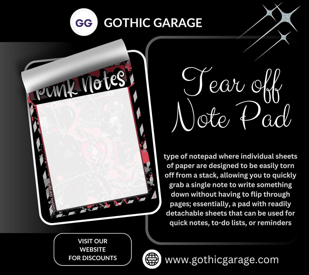Blank Punk Notes Tear-Off Notepad – 50 Sheets of Grunge Alt Girl Stationery for Rebels, Rockers & Creative Chaos