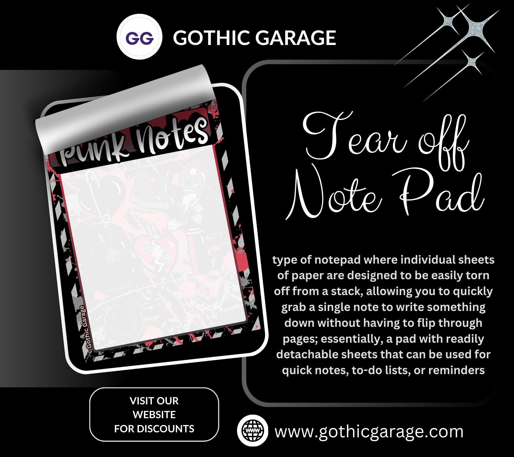 Blank Punk Notes Tear-Off Notepad – 50 Sheets of Grunge Alt Girl Stationery for Rebels, Rockers & Creative Chaos