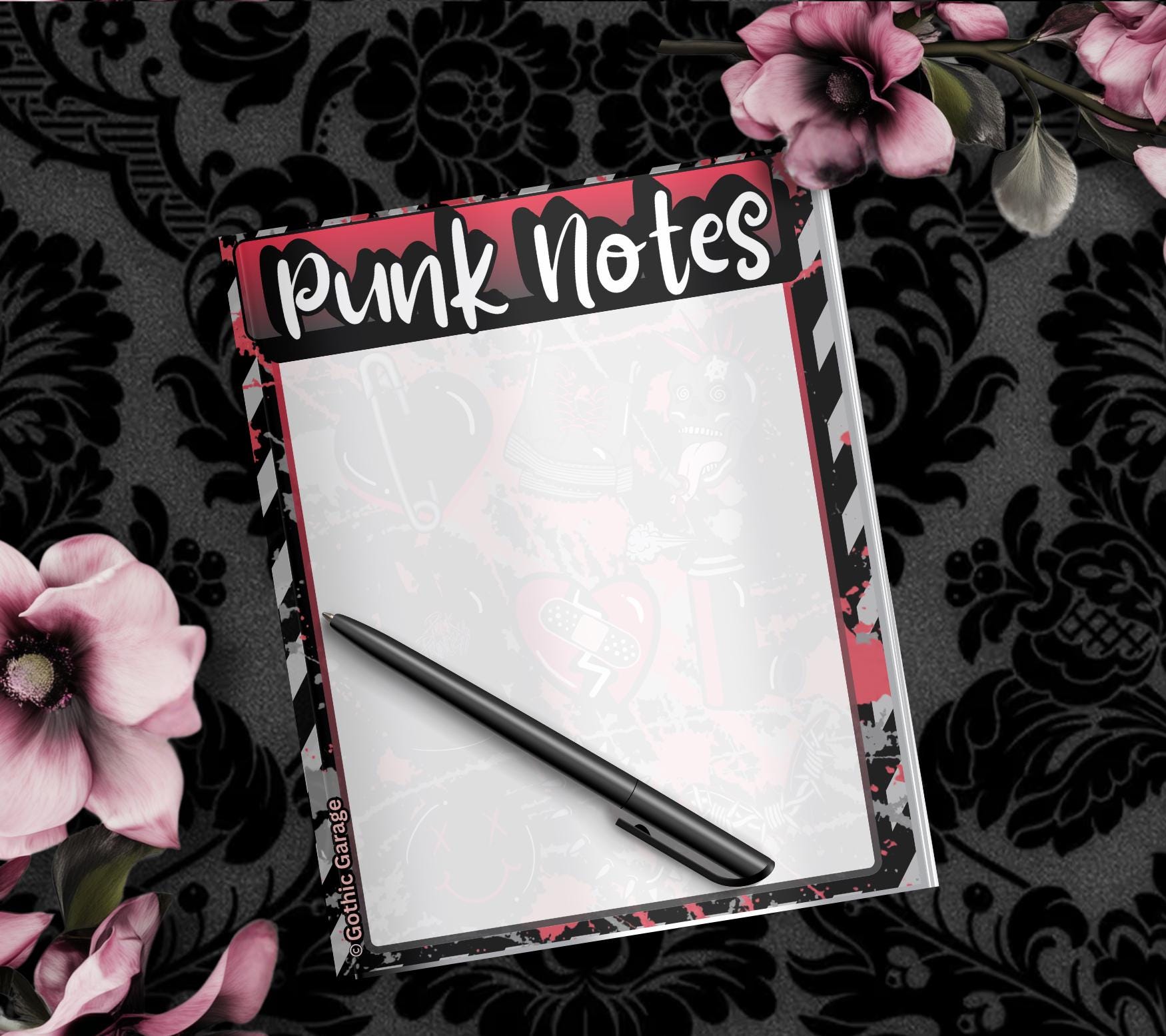 Blank Punk Notes Tear-Off Notepad – 50 Sheets of Grunge Alt Girl Stationery for Rebels, Rockers & Creative Chaos