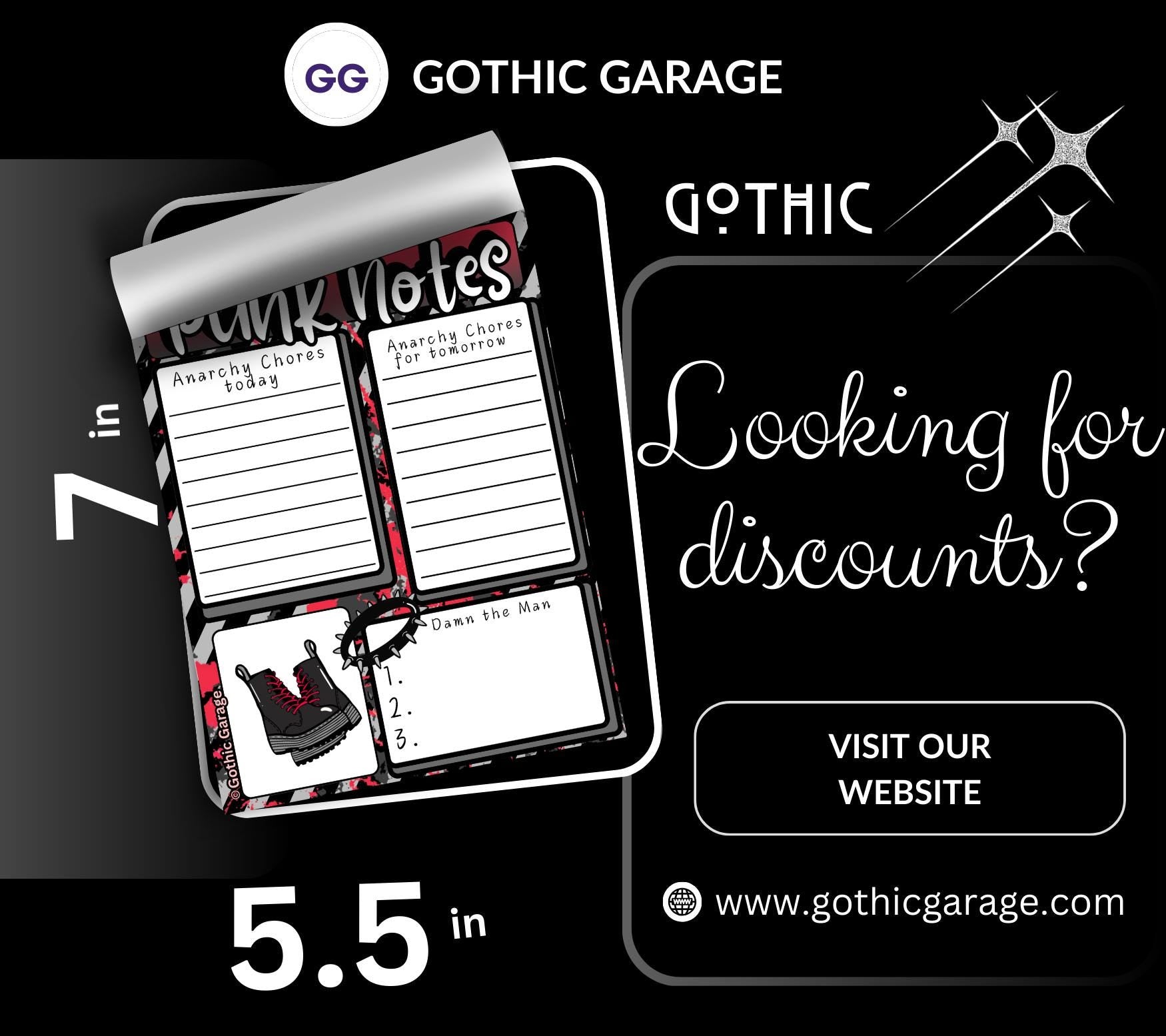 Punk Notes Tear-Off Notepad – 50 Sheets of Anarchy-Themed Stationery for Alt Girls, Rebels & Riot Planners