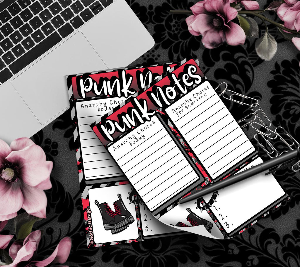 Punk Notes Tear-Off Notepad – 50 Sheets of Anarchy-Themed Stationery for Alt Girls, Rebels & Riot Planners