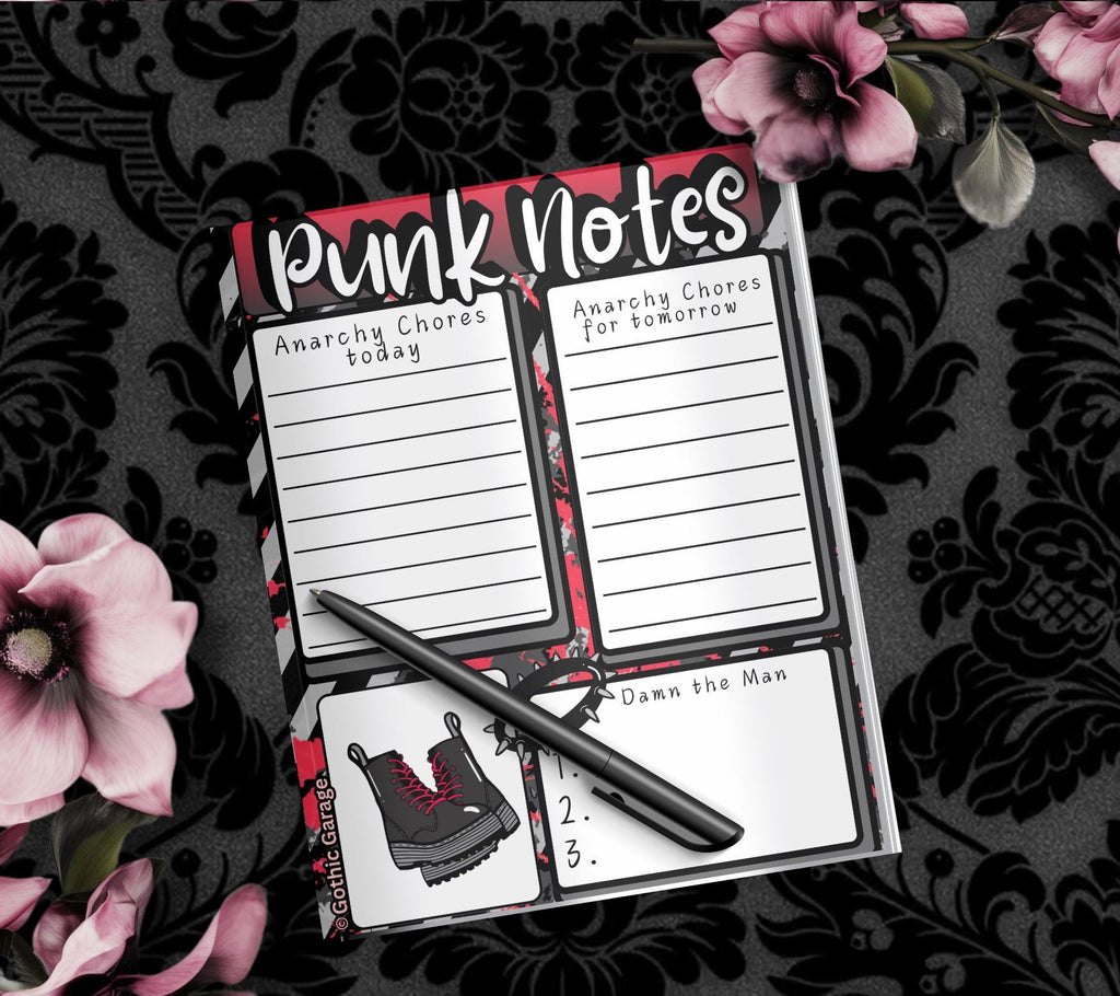Punk Notes Tear-Off Notepad – 50 Sheets of Anarchy-Themed Stationery for Alt Girls, Rebels & Riot Planners
