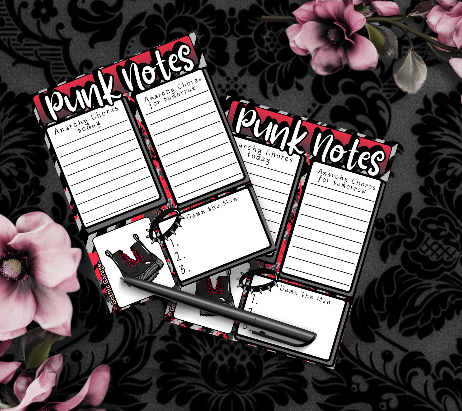 Punk Notes Tear-Off Notepad – 50 Sheets of Anarchy-Themed Stationery for Alt Girls, Rebels & Riot Planners