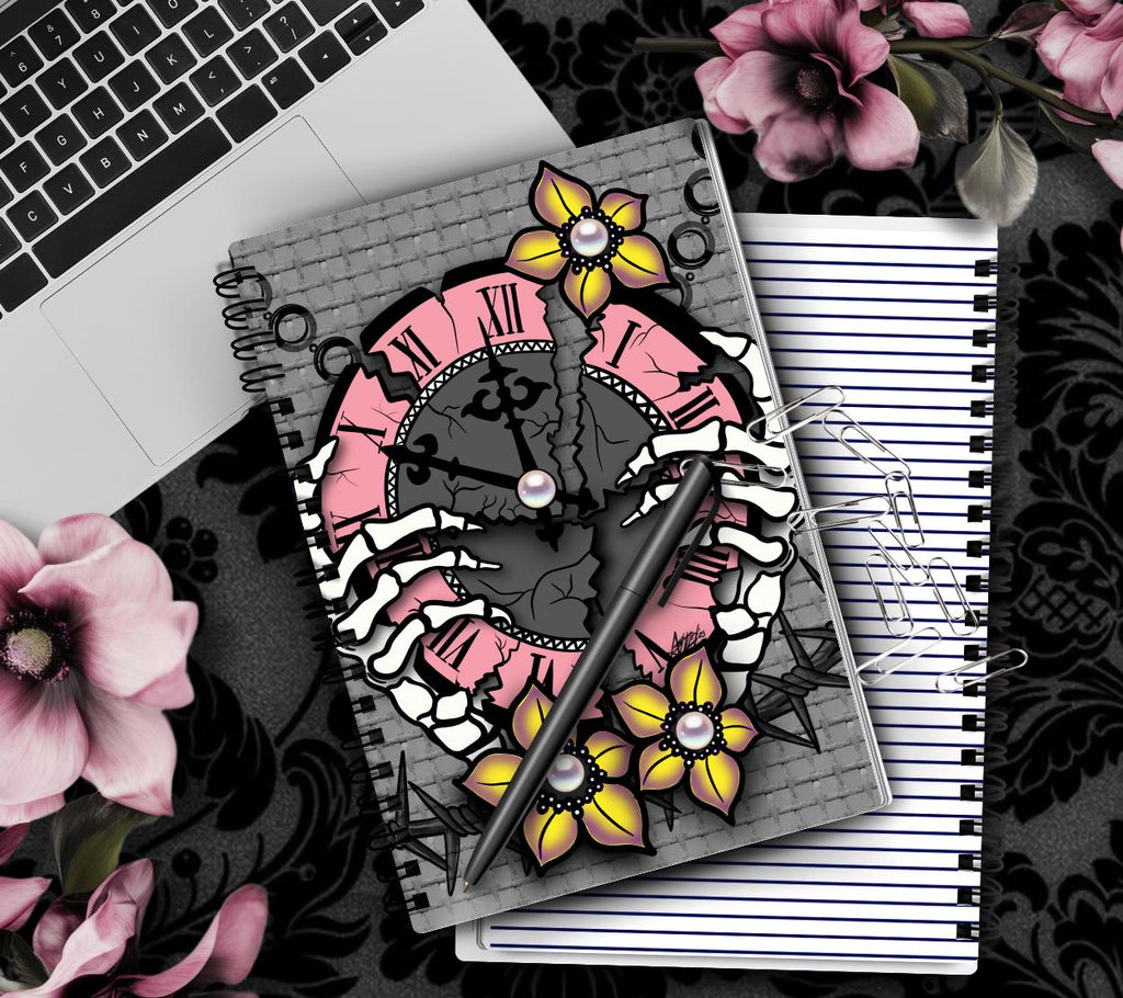 Broken Time – Gothic Clockwork Notebook - Hand Drawn Detail  – 160 Lined Pages for Daily Tasks, Notes, and Personal Writing