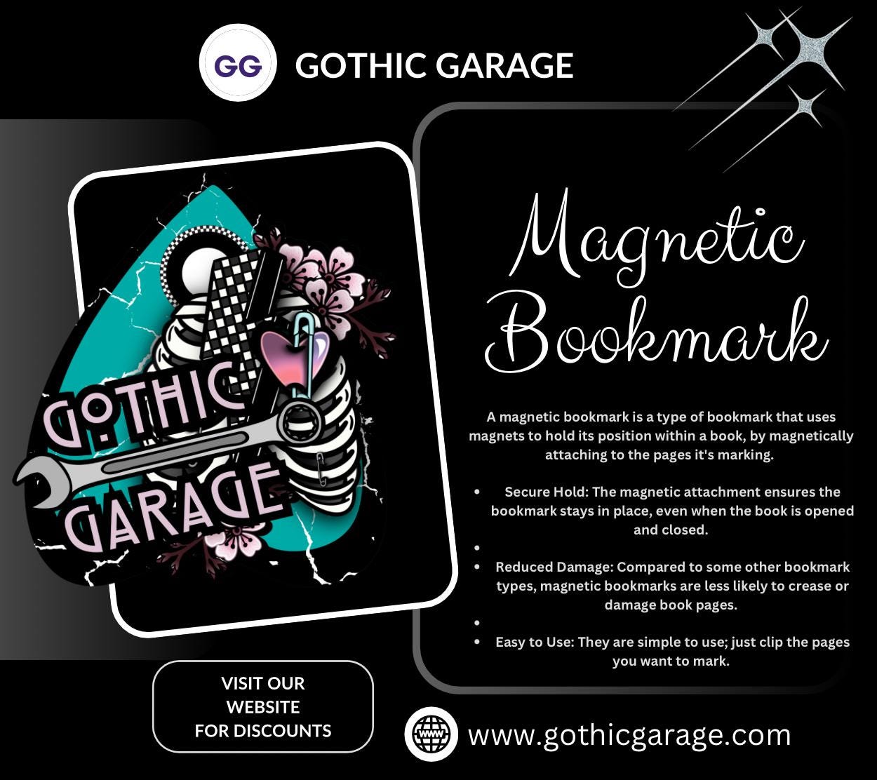 Just a Horror Girl – Magnetic Bookmark with Eyeball Art, Glossy or Holographic Finish