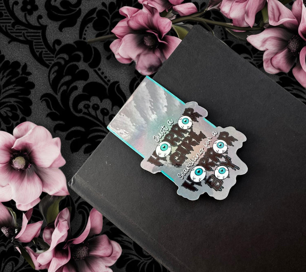 Just a Horror Girl – Magnetic Bookmark with Eyeball Art, Glossy or Holographic Finish