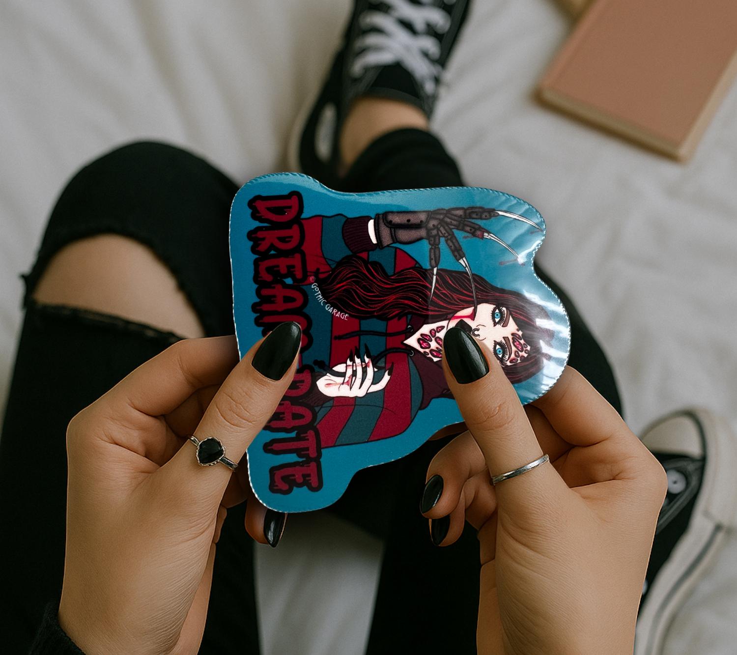 Retro Female Horror Villain - Waterproof Hand Drawn Die Cut Sticker, A Perfect Gift for Gore-Geeks & Your Choice of Glossy or Holographic