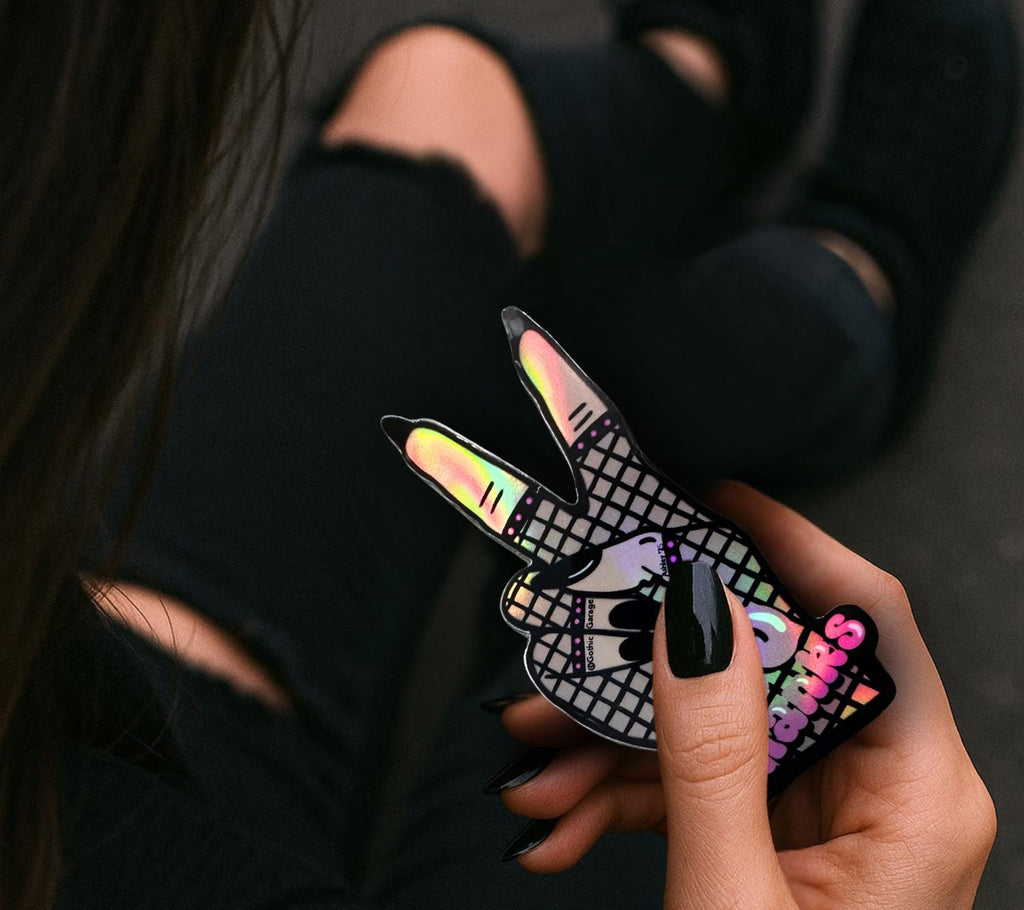 Gothic/Punk Hand Die Cut Waterproof Sticker — Cute, Sassy, and No Thanks totally over it.