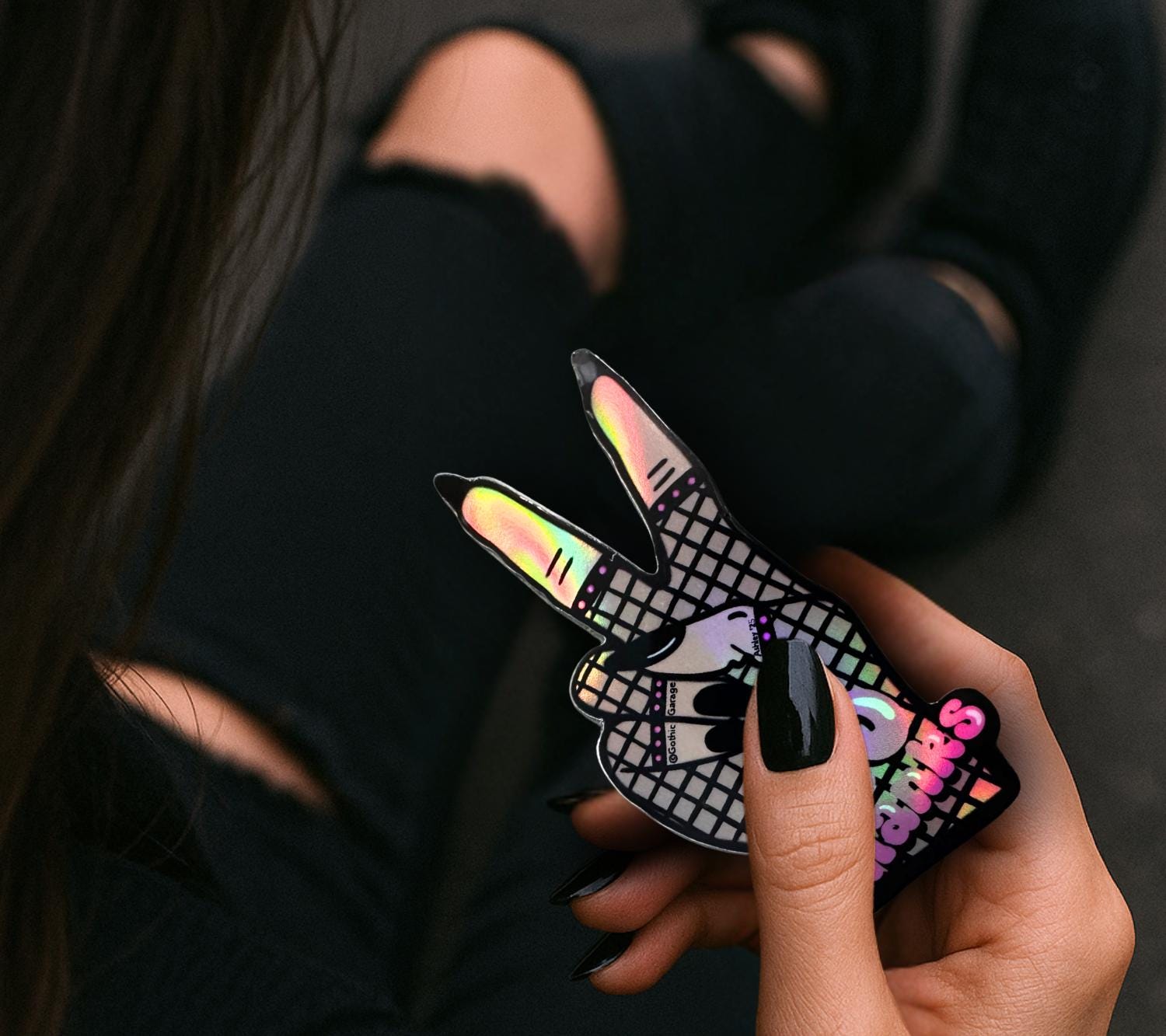 Gothic/Punk Hand Die Cut Waterproof Sticker — Cute, Sassy, and No Thanks totally over it.