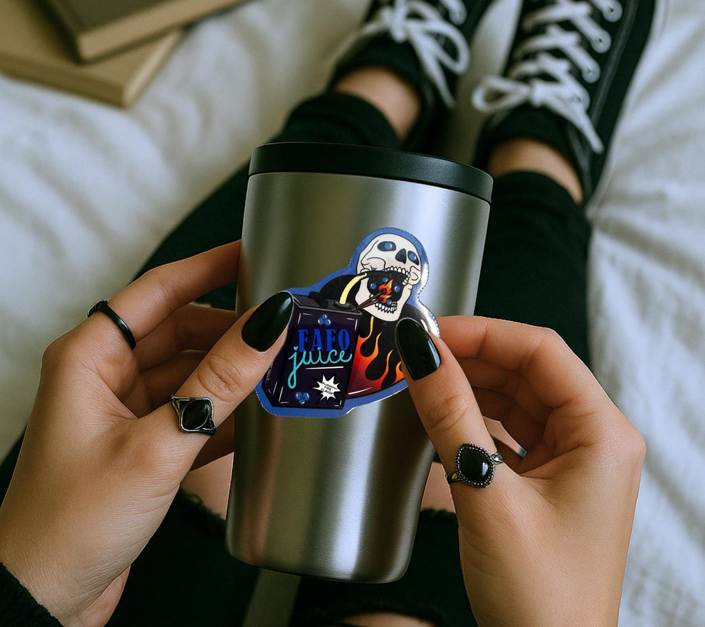FAFO Juice Die Cut Waterproof Sticker—  Gothic Sarcasm, Choose Gloosy or Holographic to Fit Your Perfect Dark Humor