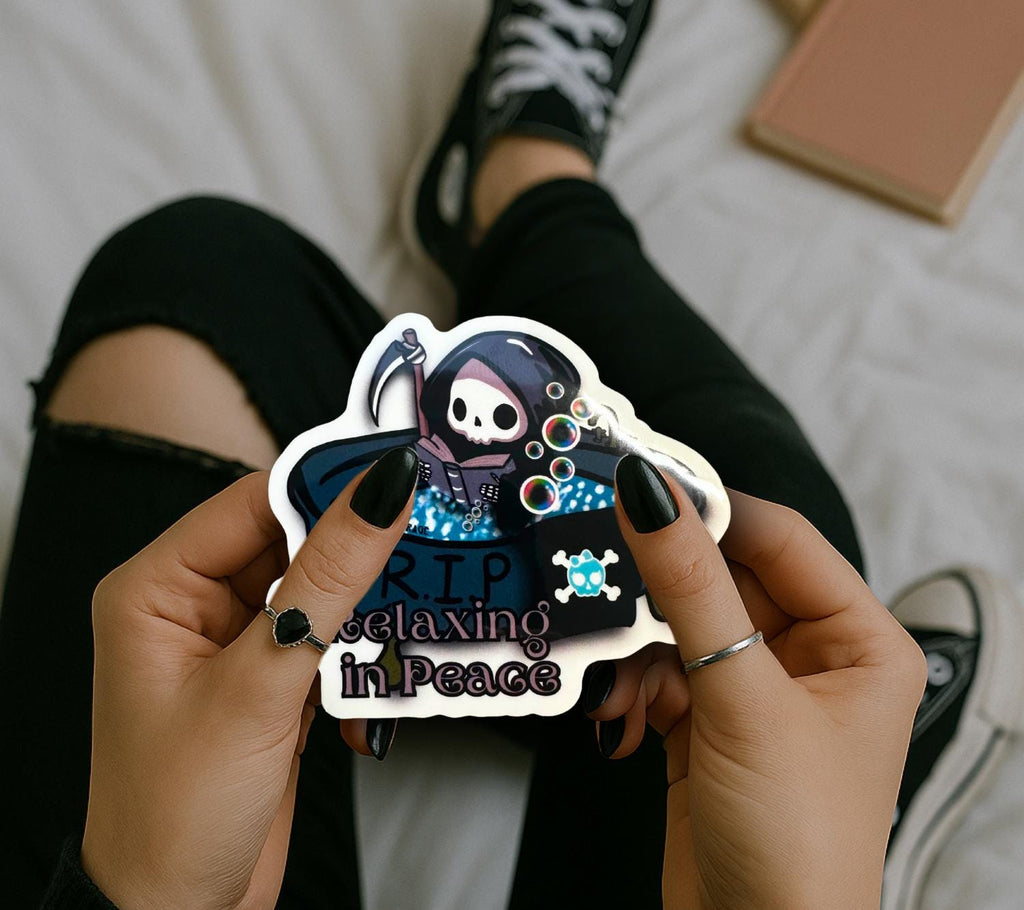 RIP Grim Reaper, Waterproof Die Cut Sticker, Choose Between Glossy or Holographic, Perfect to Add Scariness to any Surface