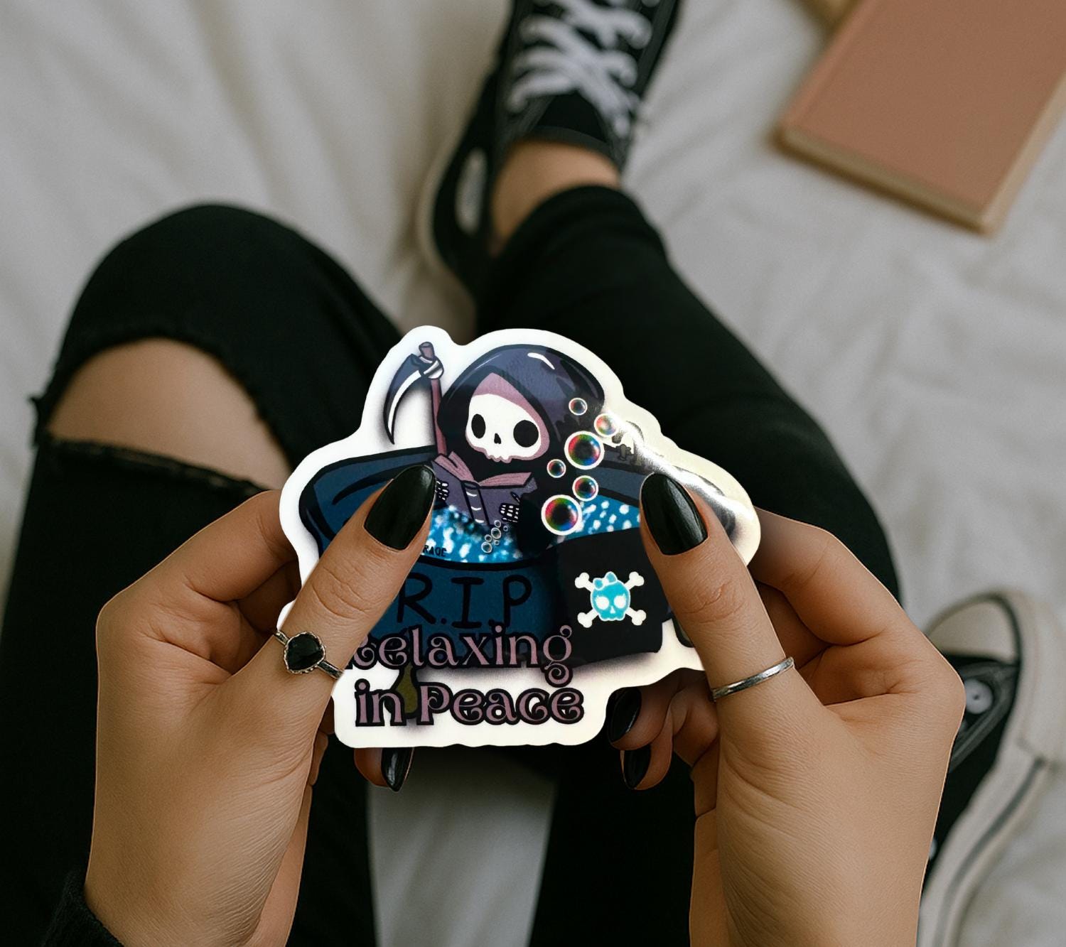 RIP Grim Reaper, Waterproof Die Cut Sticker, Choose Between Glossy or Holographic, Perfect to Add Scariness to any Surface