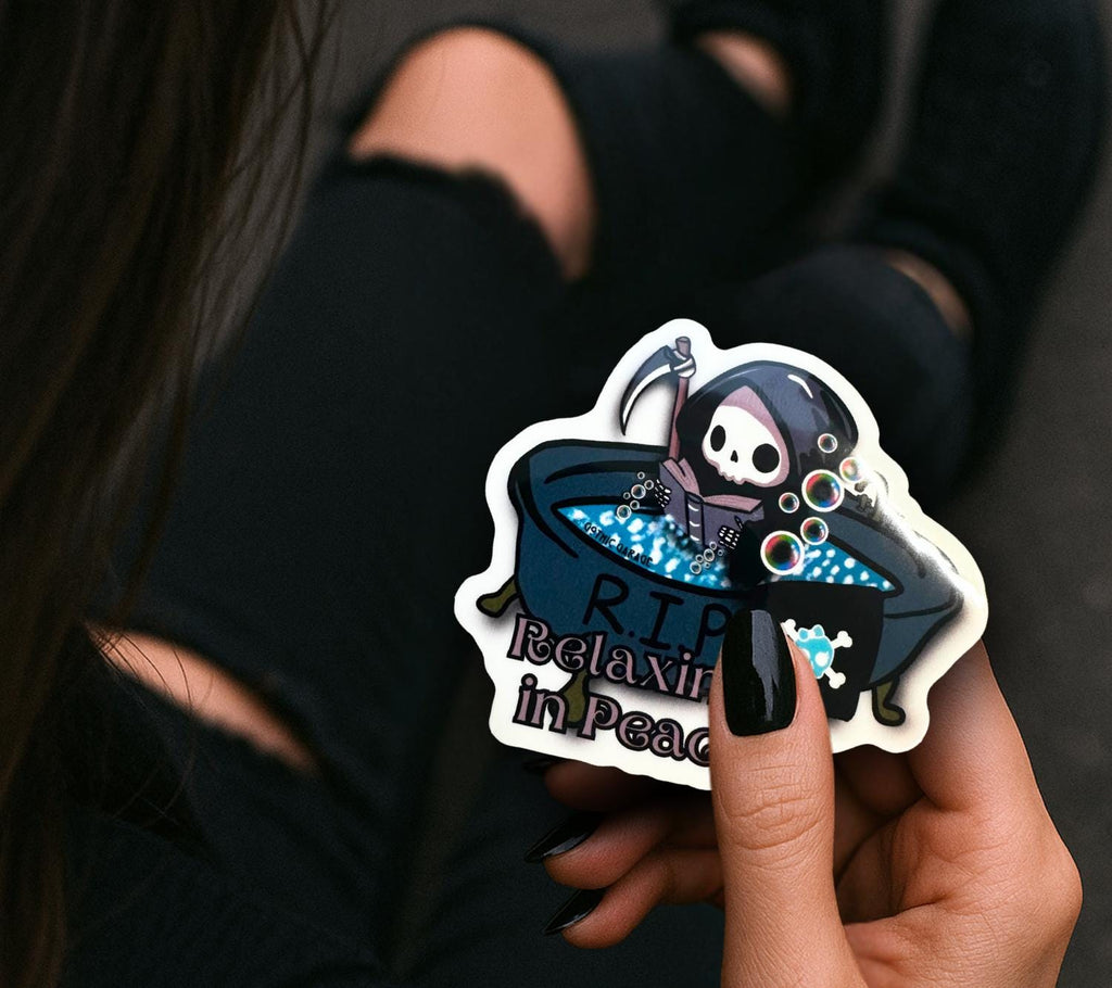 RIP Grim Reaper, Waterproof Die Cut Sticker, Choose Between Glossy or Holographic, Perfect to Add Scariness to any Surface