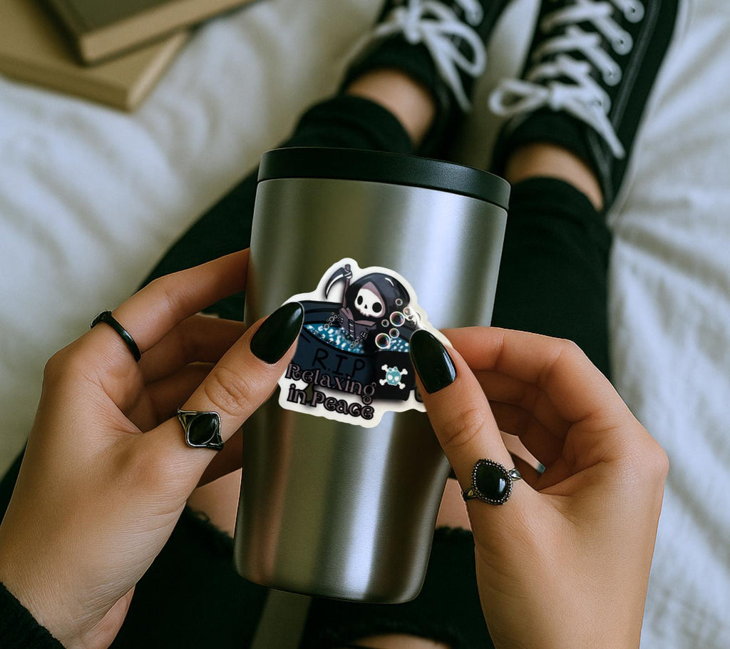 RIP Grim Reaper, Waterproof Die Cut Sticker, Choose Between Glossy or Holographic, Perfect to Add Scariness to any Surface
