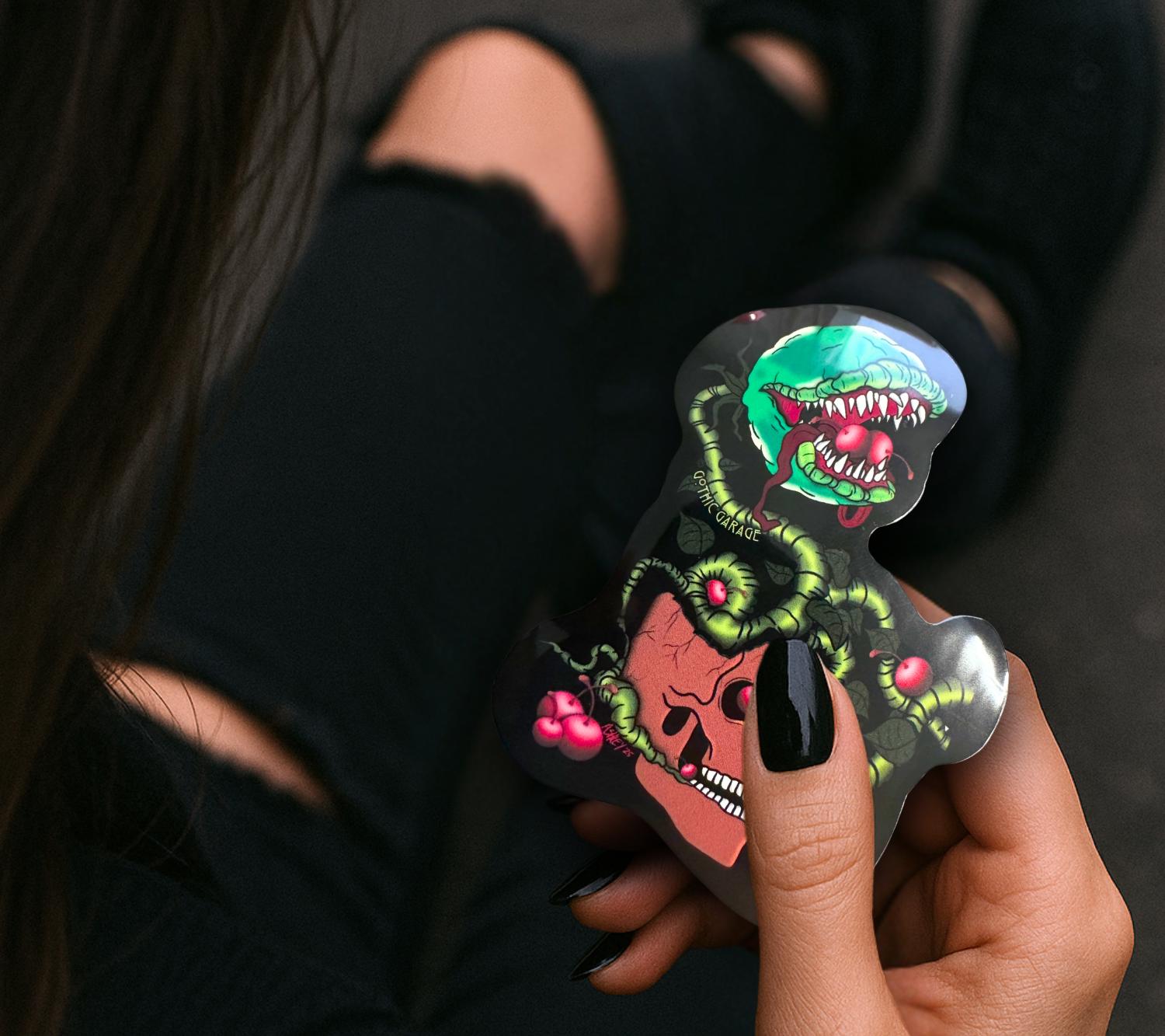 Cherry Skull Venus Flytrap Die Cut Waterproof Sticker
