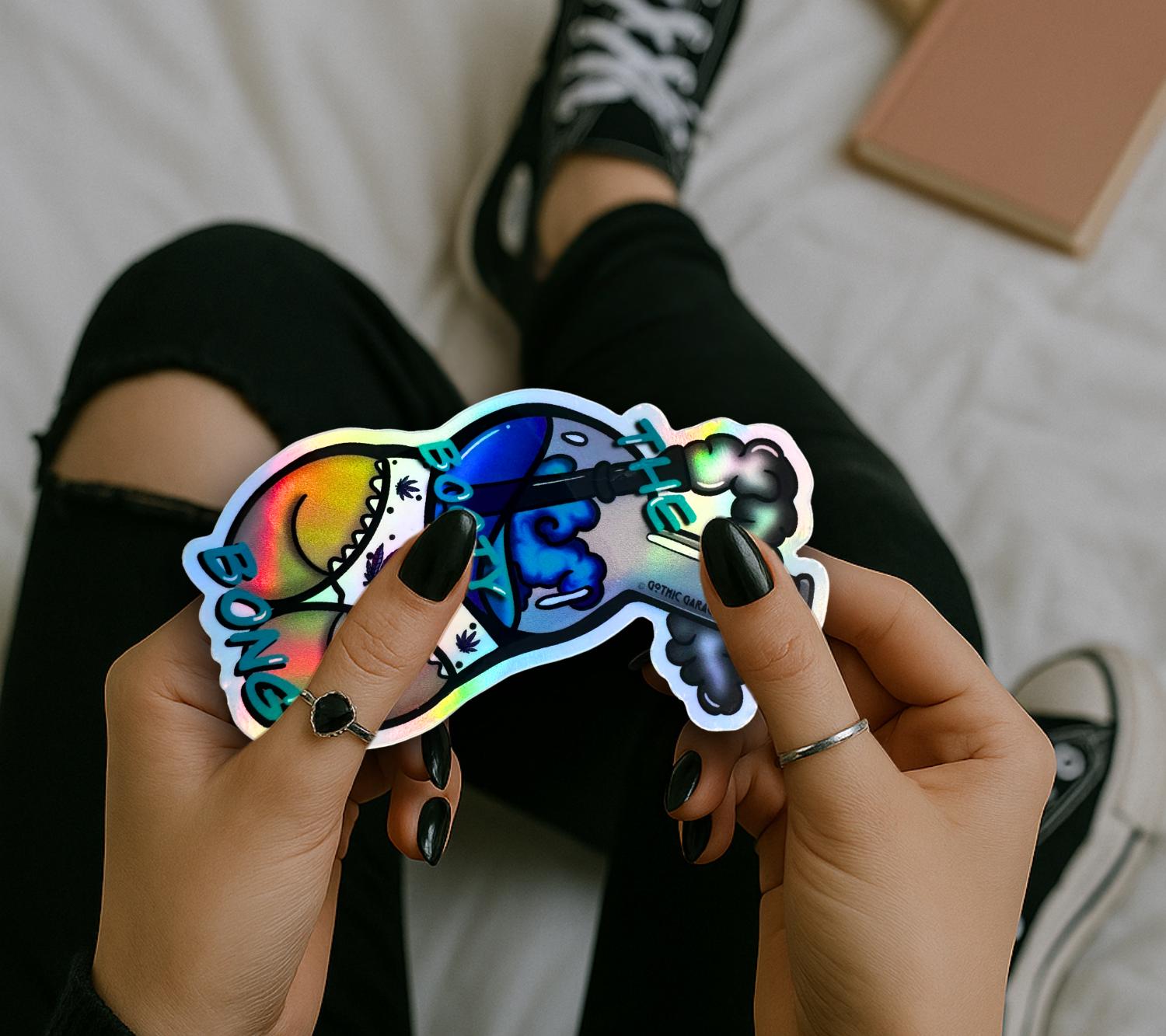 Marijuana Booty Bong- Goth Waterproof Sticker – Where Fun Meets Plant-Powered Vibes! - Perfect for Scrapbooking and Collecting