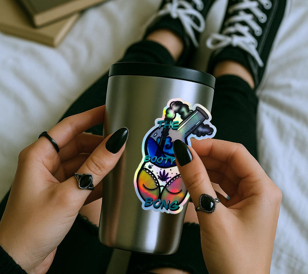 Marijuana Booty Bong- Goth Waterproof Sticker – Where Fun Meets Plant-Powered Vibes! - Perfect for Scrapbooking and Collecting
