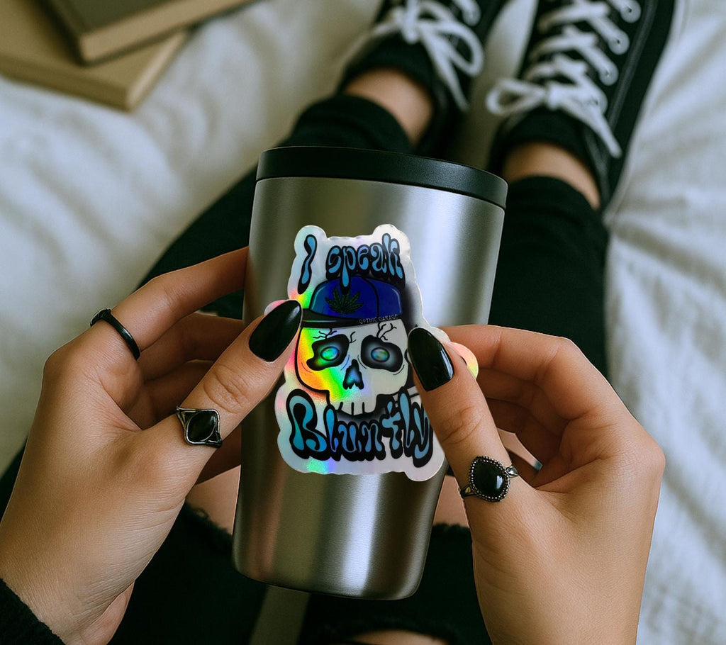 Blunt Marijuana Gothic Skull Waterproof Sticker – Where Fun Meets Plant-Powered Vibes! - Perfect for Scrapbooking and Collecting