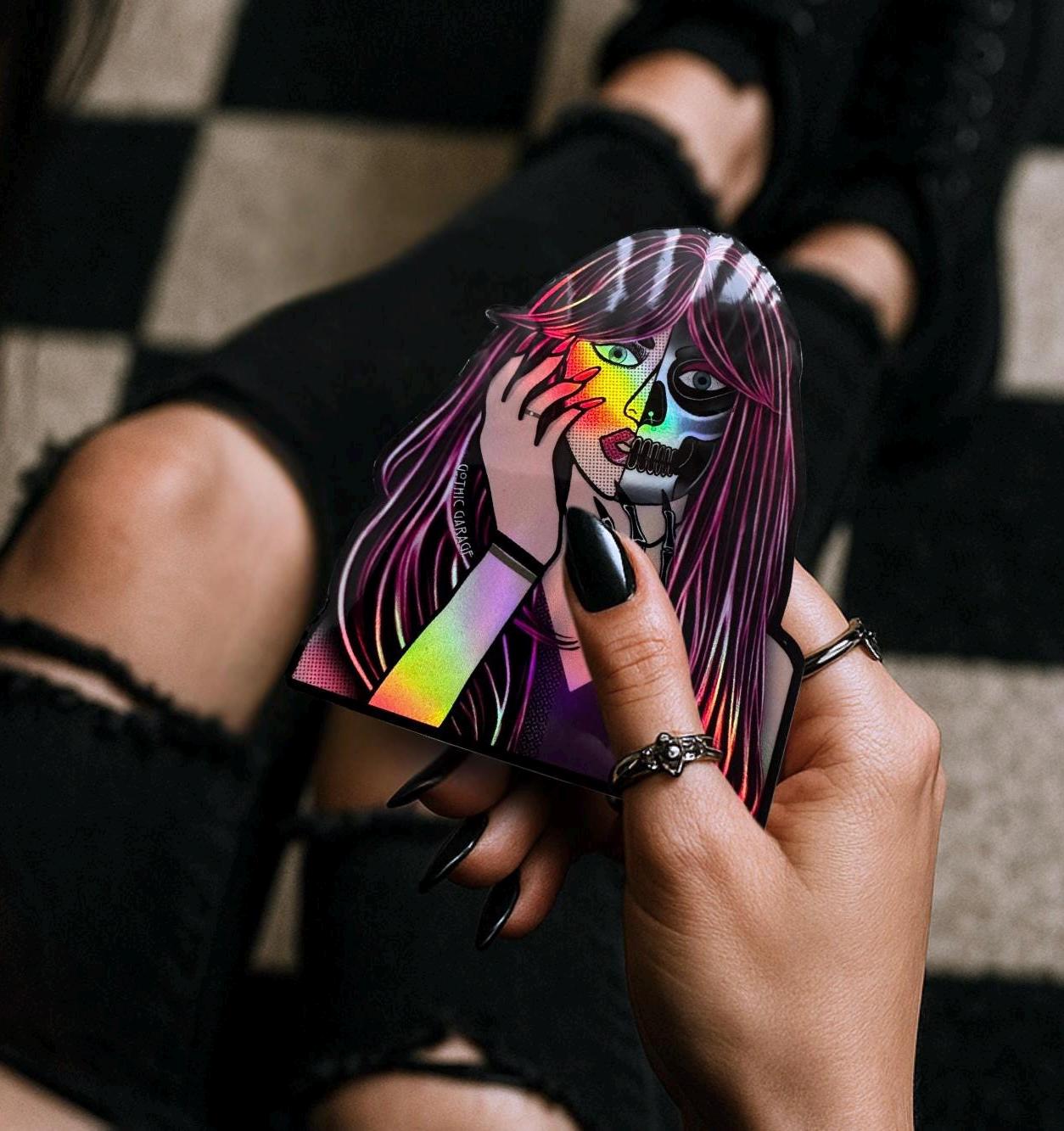 2 Faced Femme Fatale, Waterproof Die Cut Sticker, Choose Between Glossy or Holographic, Perfect to Add Fun to any Surface