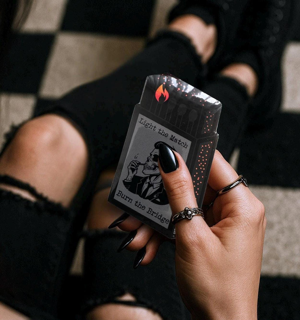 Burning Bridge Skeleton, Waterproof Die Cut Sticker, Choose Between Glossy or Holographic, Perfect to Add Fun to any Surface